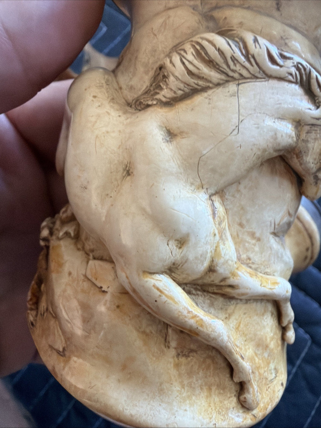LARGE Antique 1800's hand carved W Sterling Silver meerschaum pipe Horse11
