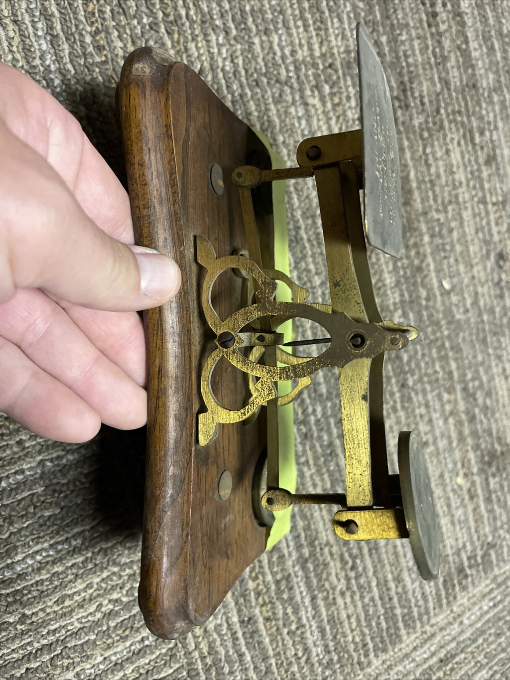Antique 1800s Postal Scale w 3 weights and postal rates5