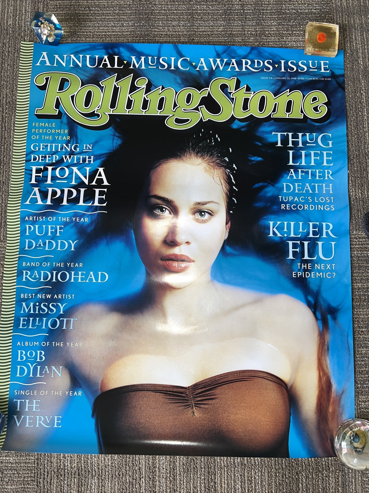 Rolling Stones Poster Issue 778 January 22 1998, Fiona aapple 2pac Dylan #370