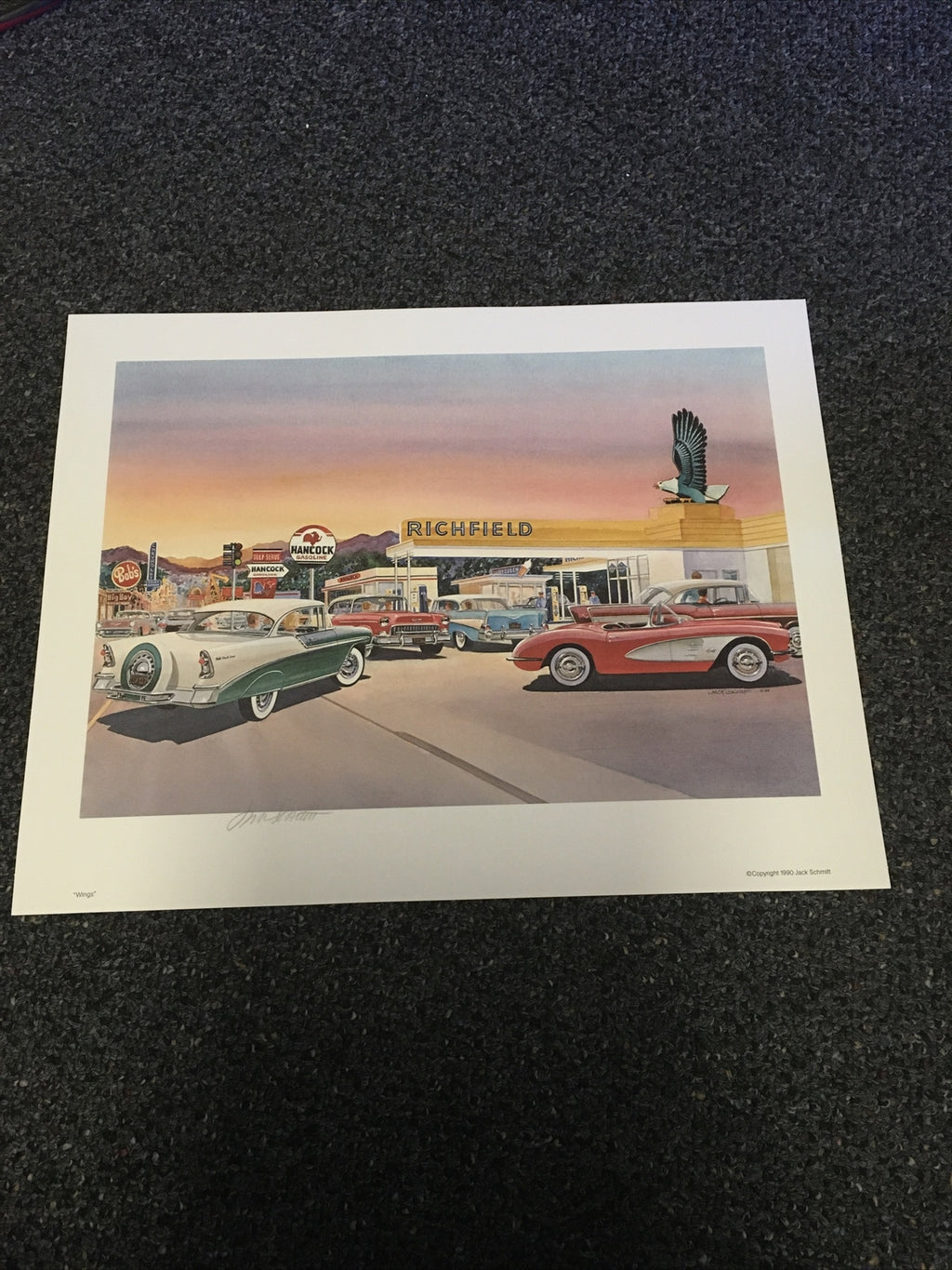 JACK SCHMITT “Wings” Signed 1990 - 14”X11” Richfield Oil0