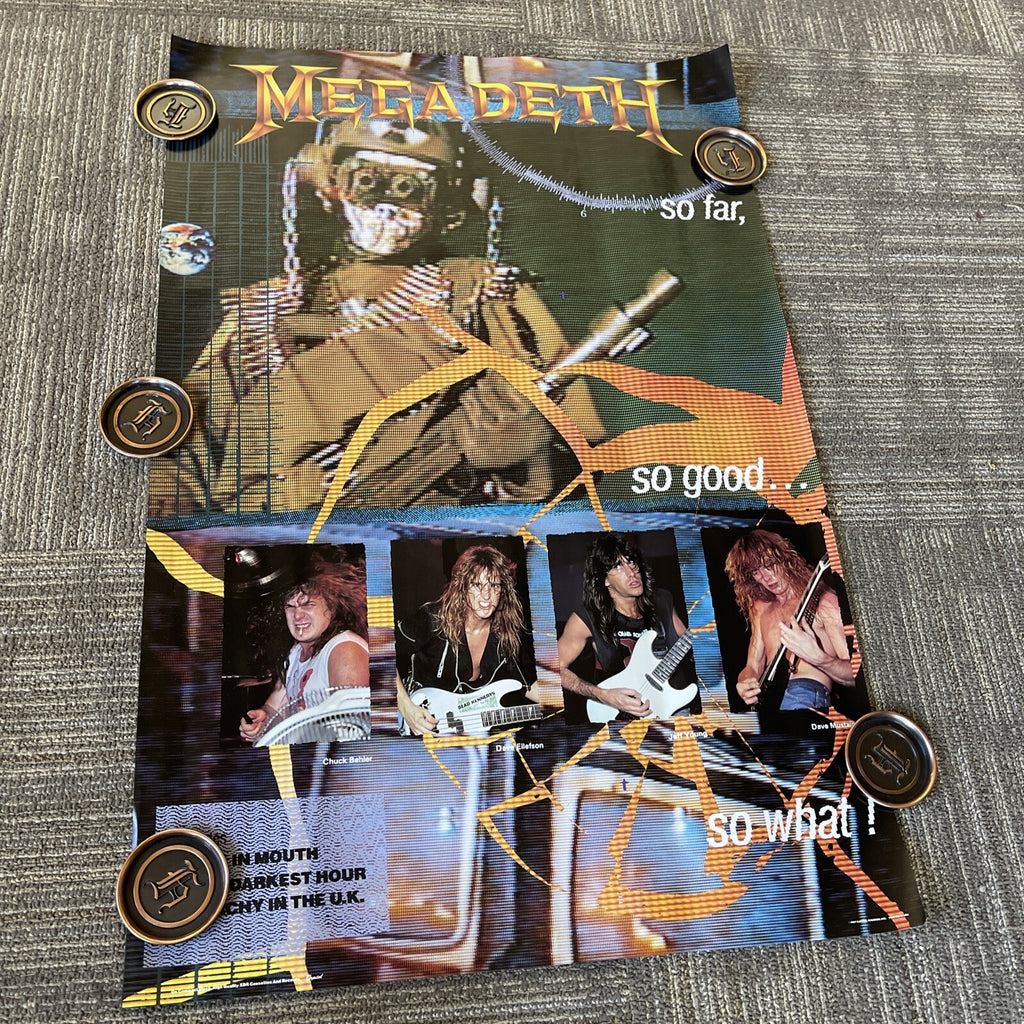 #70 Original 1987 MEGADETH Record Store Promo Poster So Far So Good So What0