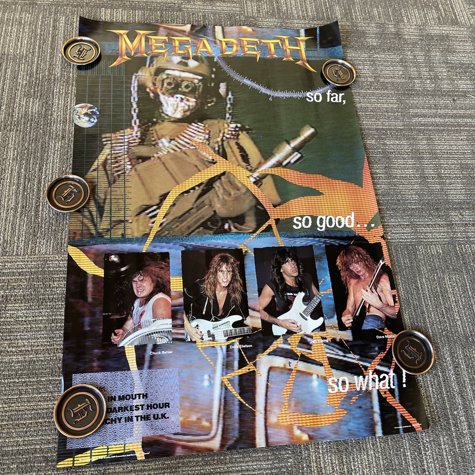 #70 Original 1987 MEGADETH Record Store Promo Poster So Far So Good So What0
