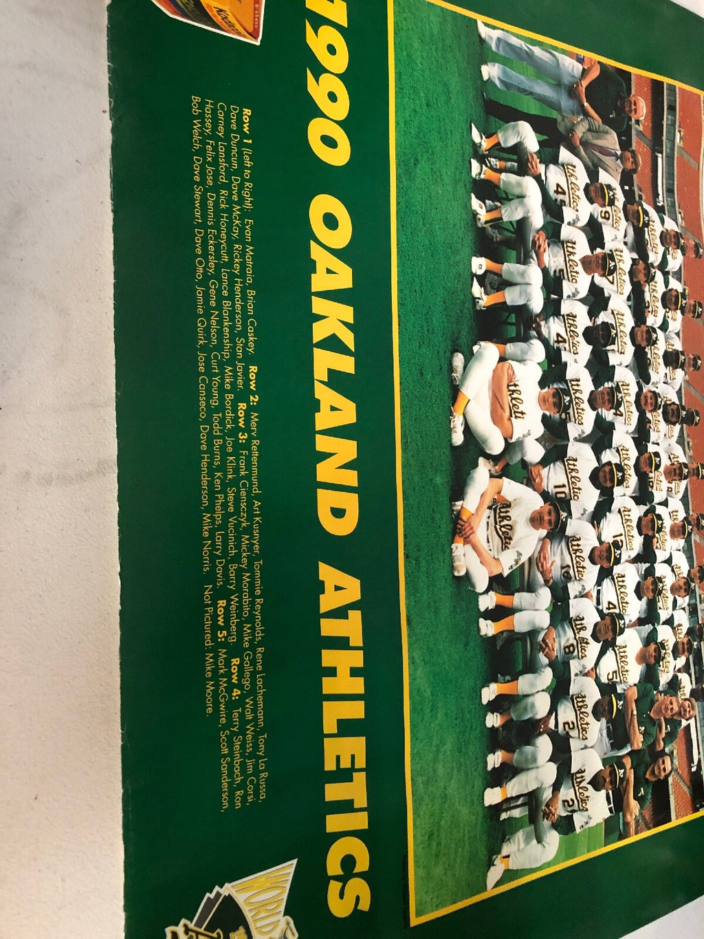 1990 Oakland Athletics poster World Champs  1989 Matraia Caskey Norris 22”x17”3