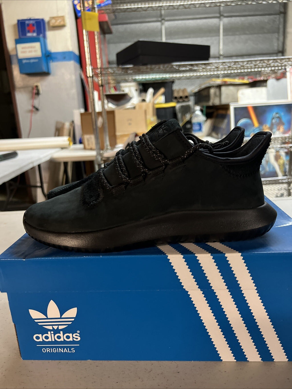 NWT Men's Adidas Tubular Shadow Black Leather & Suede Size US 6.51