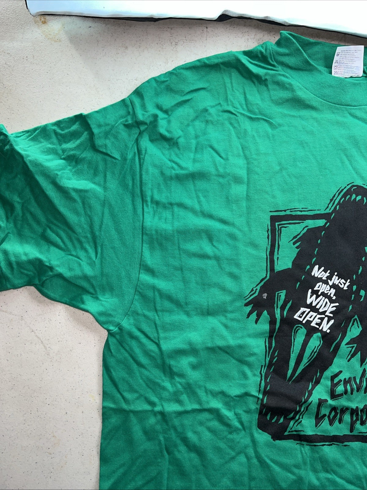 Vintage Open Environment Corporation T-Shirt XL 90s Tech Promo Green Graphic4