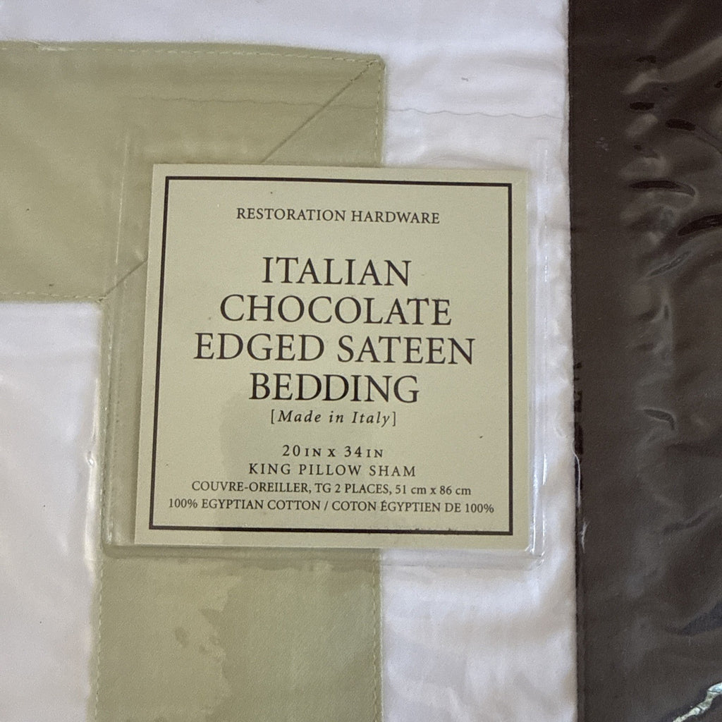 Restoration Hardware Italian Chocolate Edged Sateen - BOUDOIR Pillow Shams 20x341