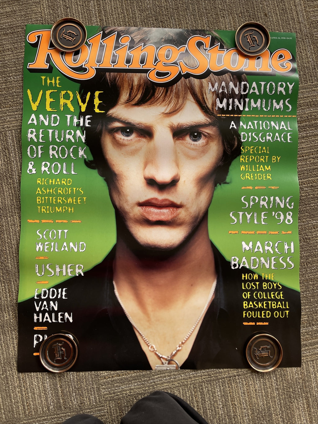 #198 The Verve 1998 ROLLING STONE MAGAZINE POSTER 24” X 30”0
