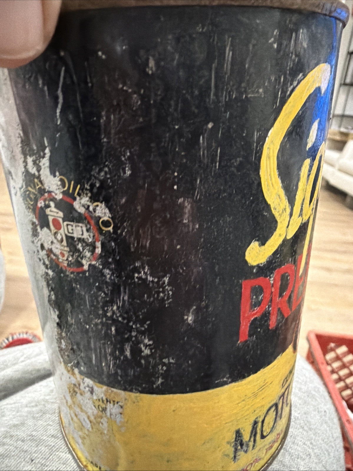 Vintage SIGNAL Premium Heavy Duty Motor Oil 1 quart Metal Can Nos Full gas clean5