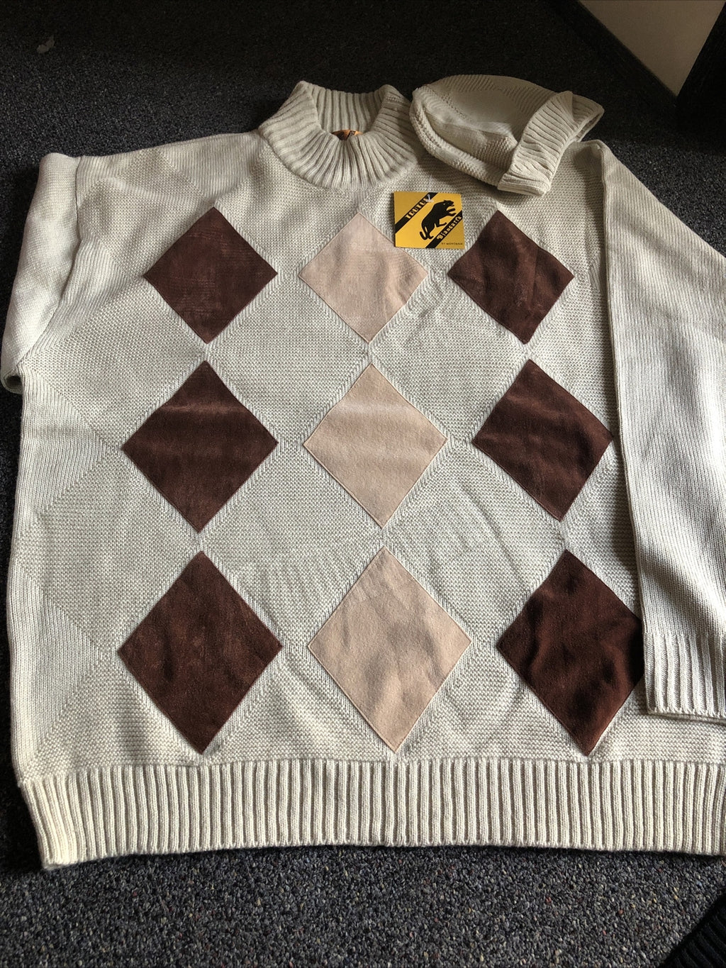 Vintage 90's NOS Trutus Biancarra Mens Sweater With Matching Beanie NWT Size XL0