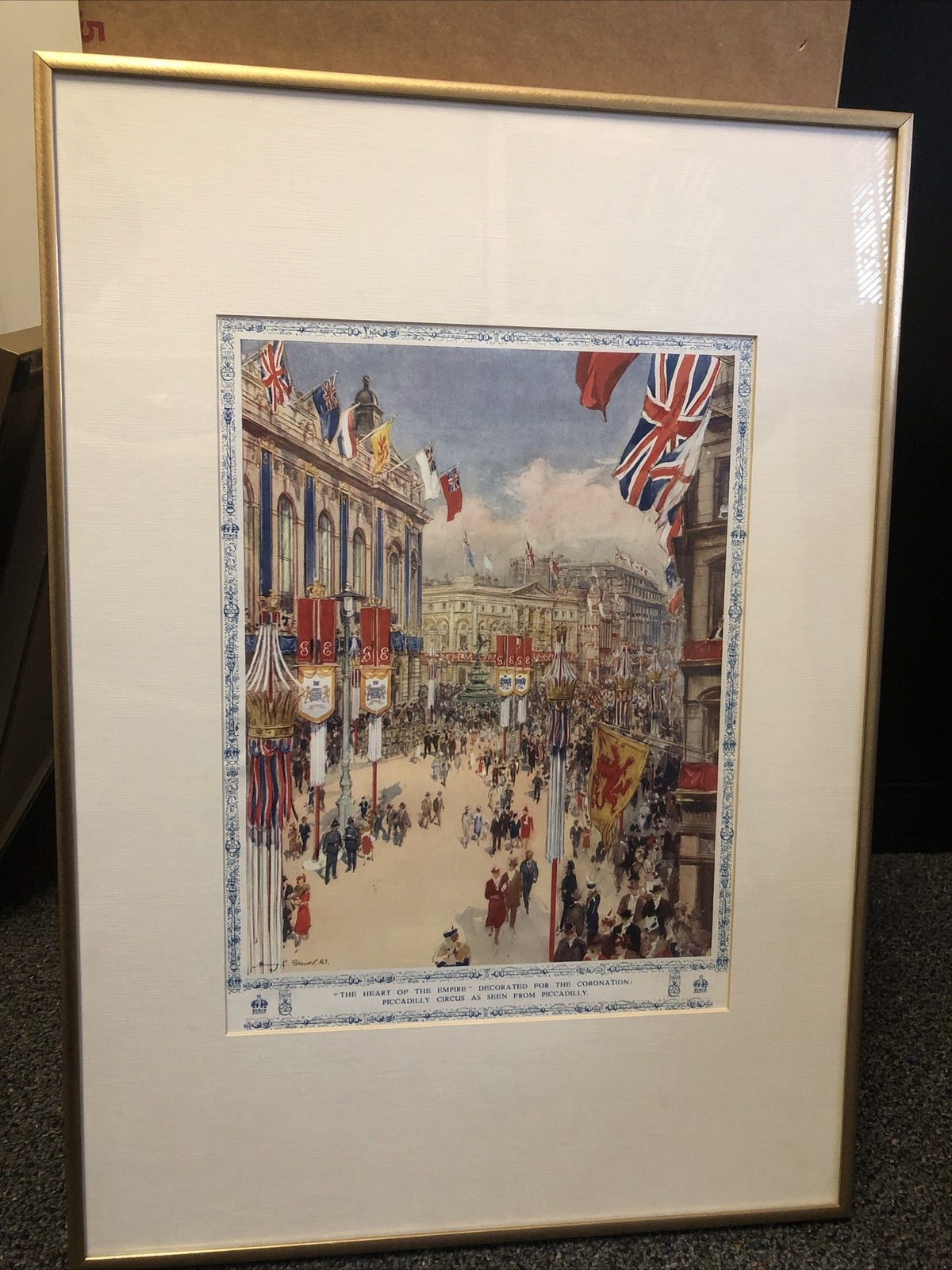 The Heart Of The Empire Piccadilly Circus Decorated For Coronation Framed Print0
