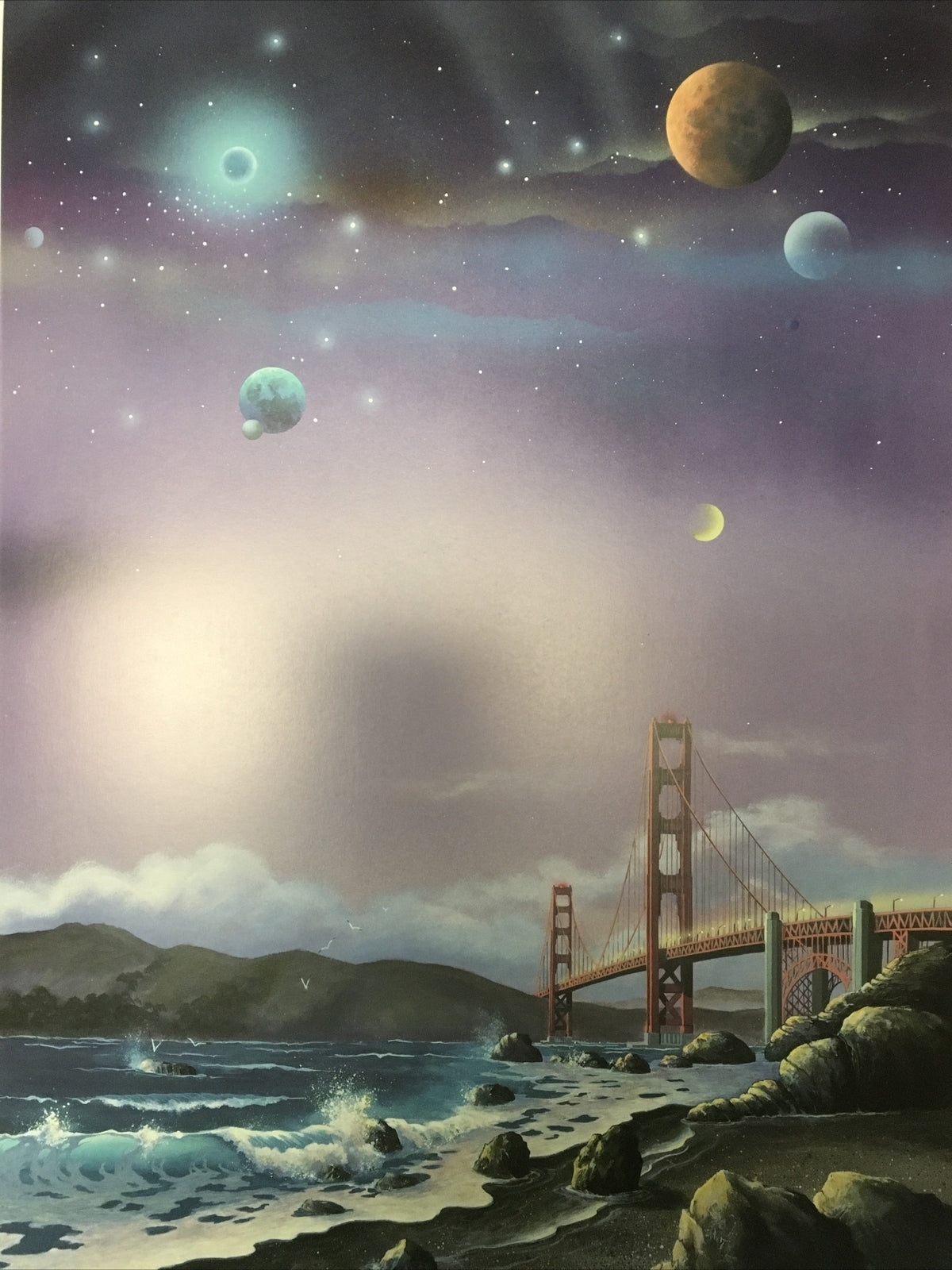 CHARLES E ADAMS SAN FRANCISCO GOLDEN GATE BRIDGE SIGNED PRINT 19890
