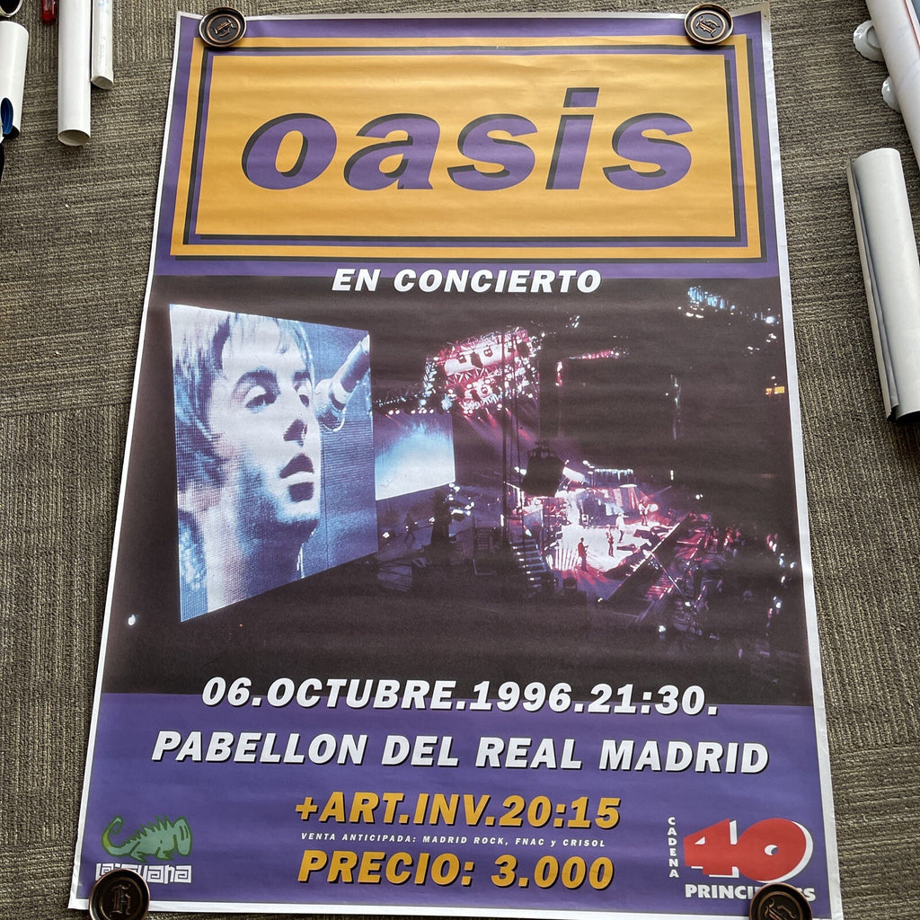 #171 1996 OASIS Concert Tour subway Promo Poster Real Madrid VG++ Rare 40x60”0
