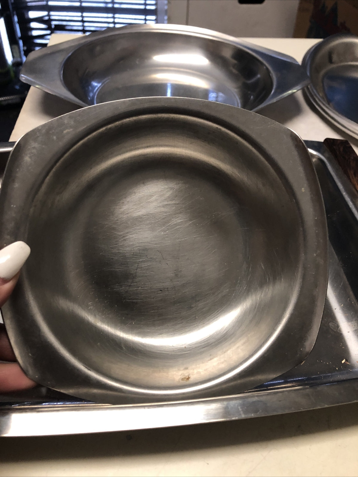 Lot Of 5 Stainless Steel Serving Trays Mixed Lot See Pictures For Measurements2
