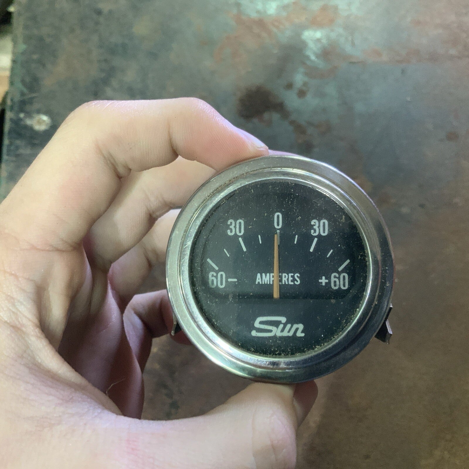 SUN AMP AMPERES GAUGE   2-1/4" OD 60-60 RAT HOT ROD DAY 2 GASSER SCTA CHEVY FORD0