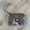 Coach Small Wristlet Signature C Floral Print Brown Pink IM/Brown Pink0