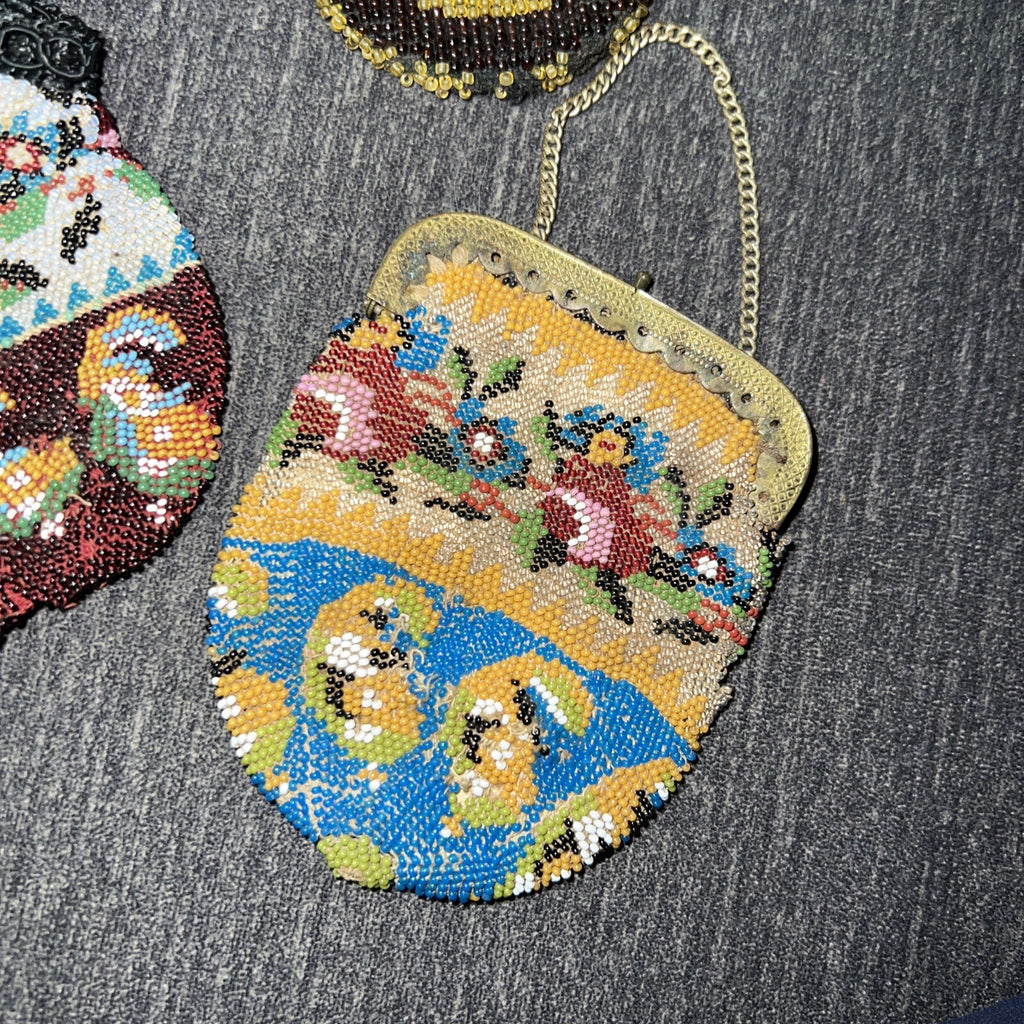 Lot of 3 Vintage Hand Crafted Beaded  Coin Purse Pouches High Quality Handmade1