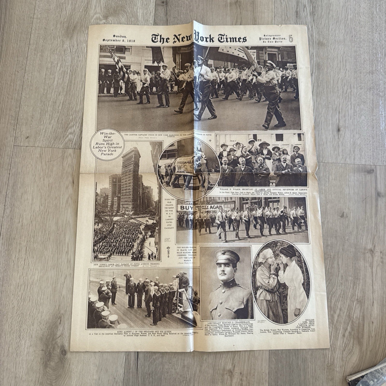 1919 antique NEW YORK TIMES rotogravure PARADE WWI SHIPS ADS FASHION0