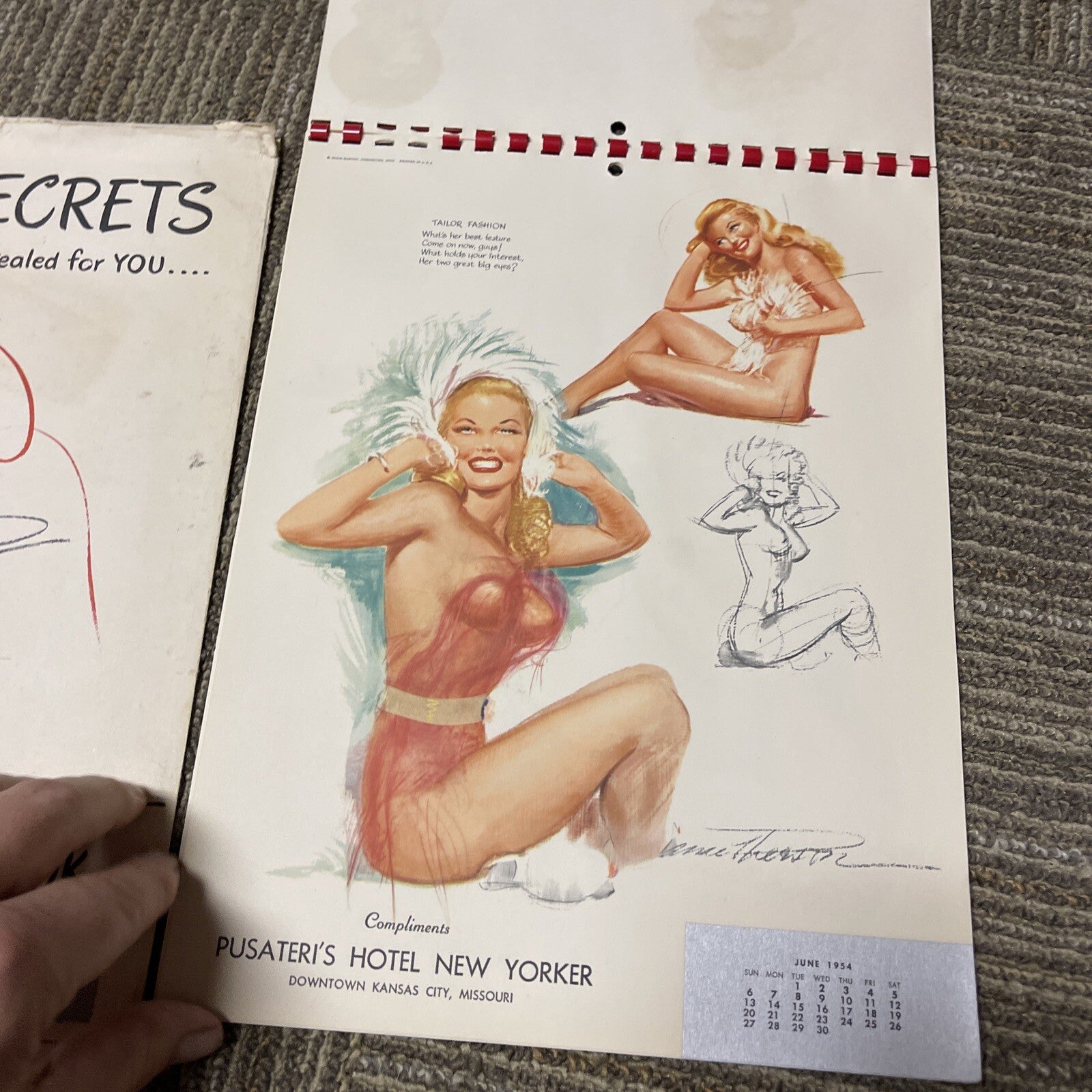 VINTAGE 1954 PIN UP Calendar Complete 12 MONTH Earl Mac Pherson Sketchbook 12.5"6