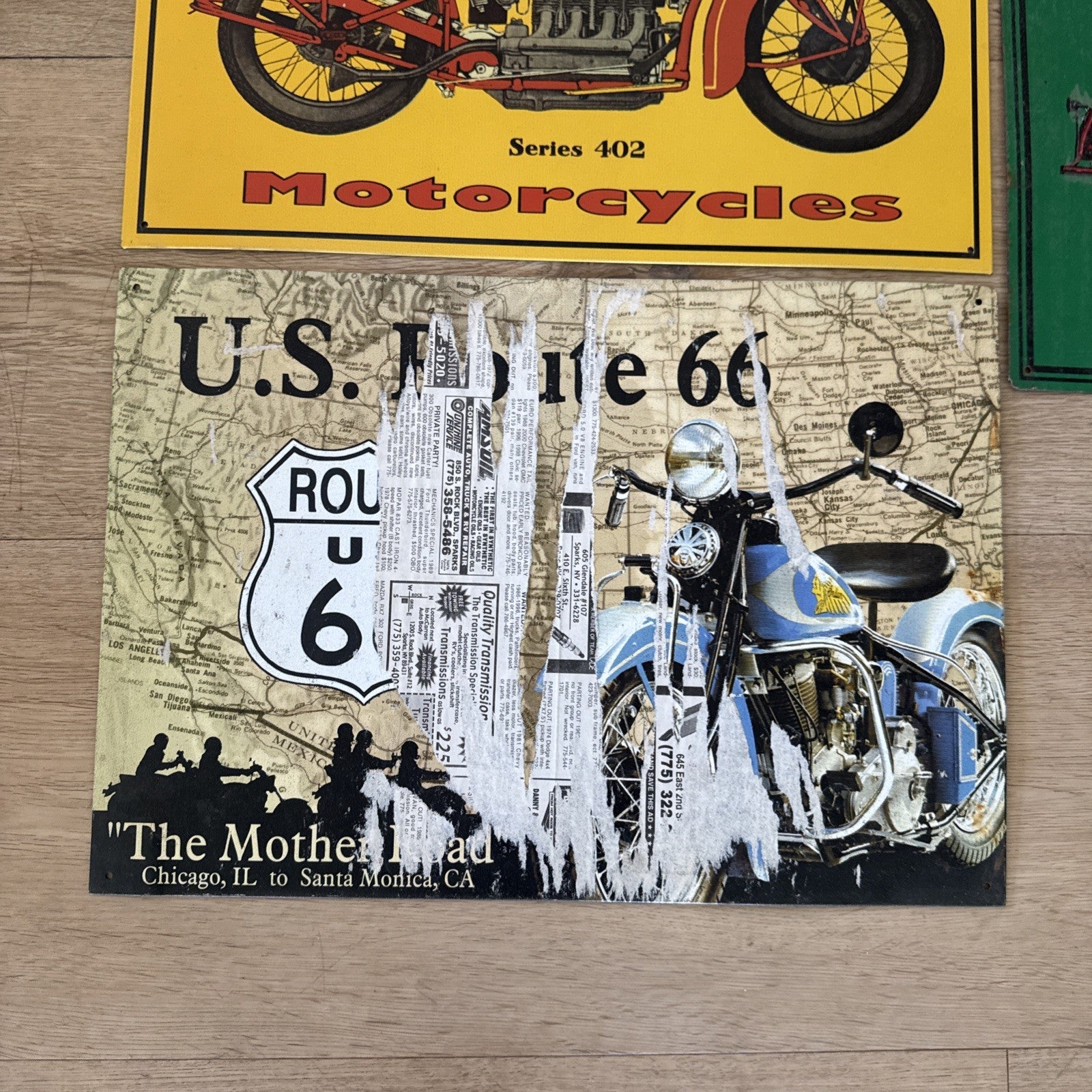 Indian Biker Man Cave Motorcycle Vintage Tin Metal Signage Lot Chief Route 665