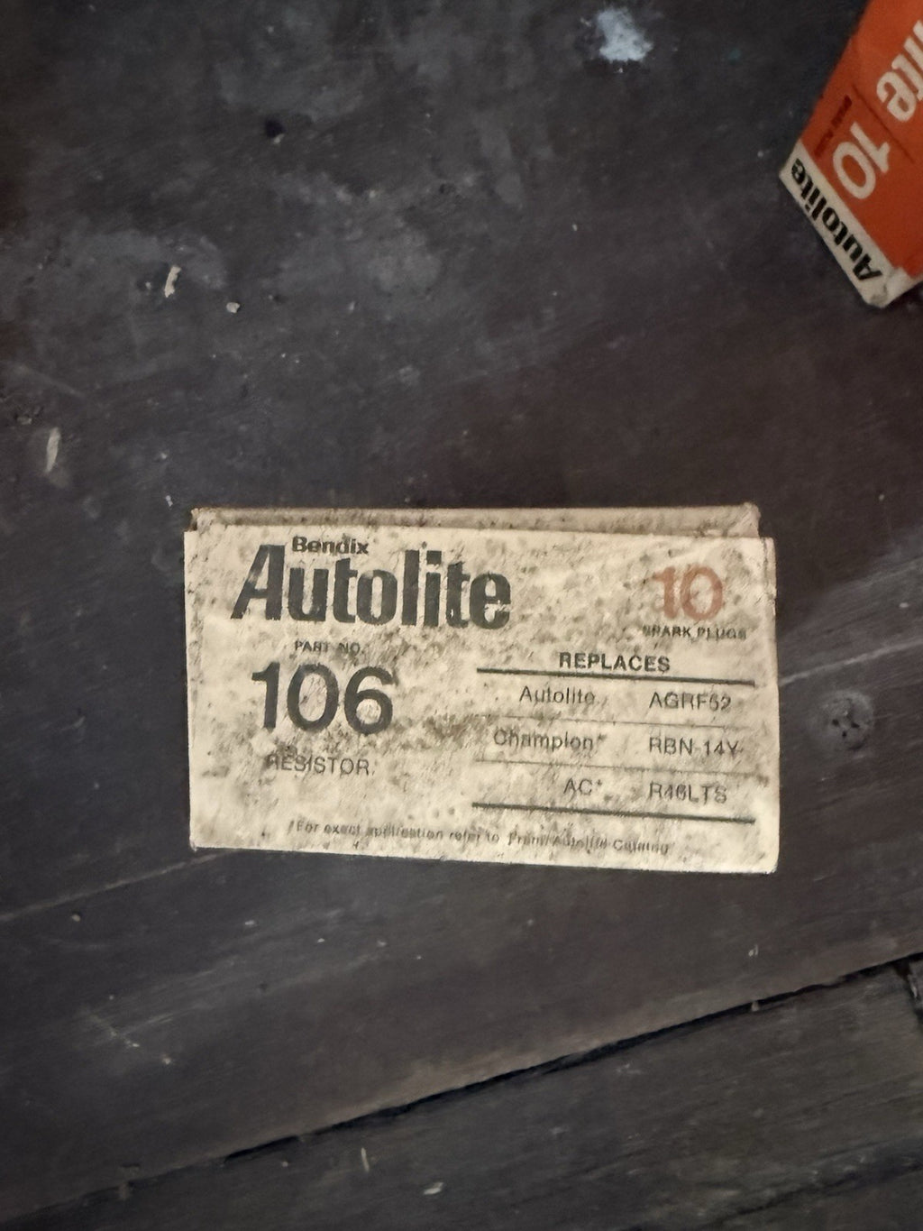 NOS Vintage Autolite 106 Spark Plugs Box of 10 Replaces Champion0