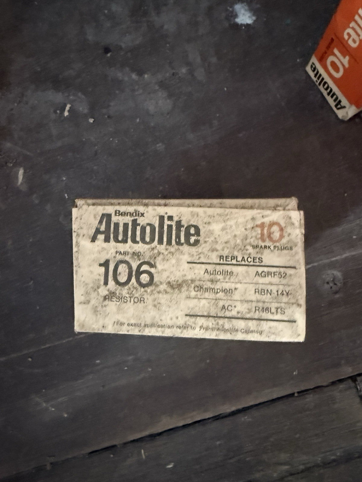 NOS Vintage Autolite 106 Spark Plugs Box of 10 Replaces Champion0