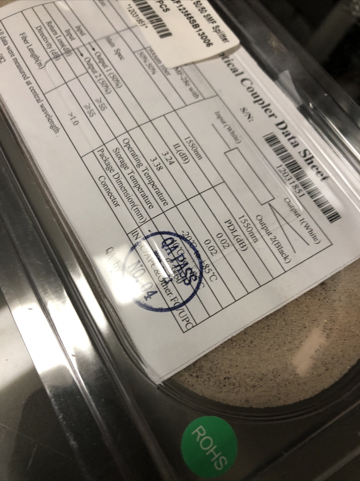 Optical Coupler 1x2 1550nm 50/50 SMF Spitter Lightwaves2