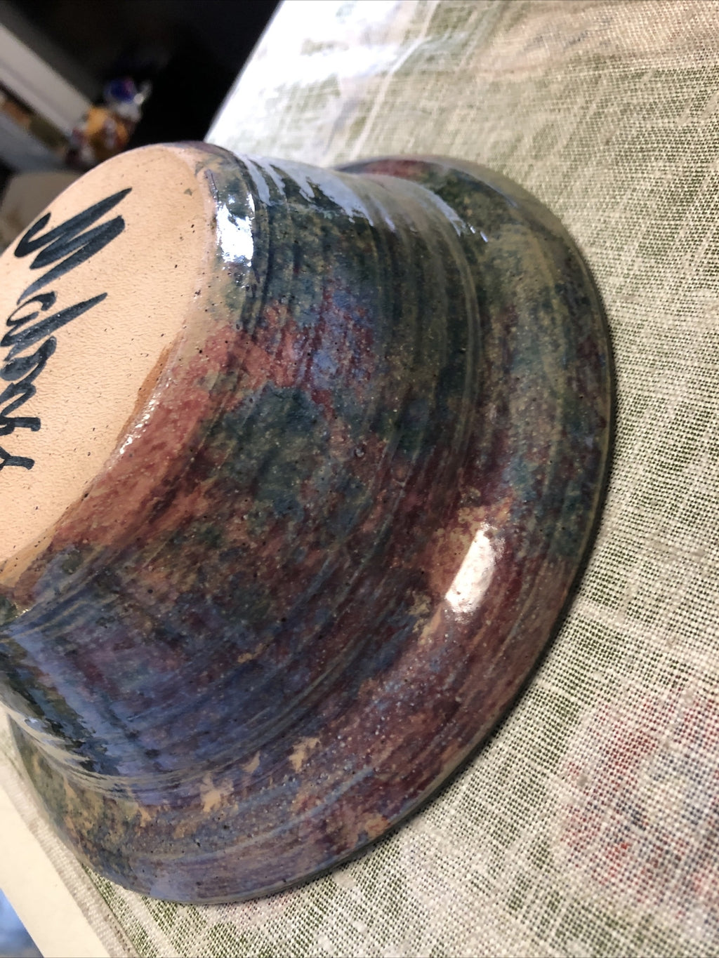 Vintage Hand Thrown Ceramic Pottery Bowl Floral Signed By Artist 8”x2.5”4