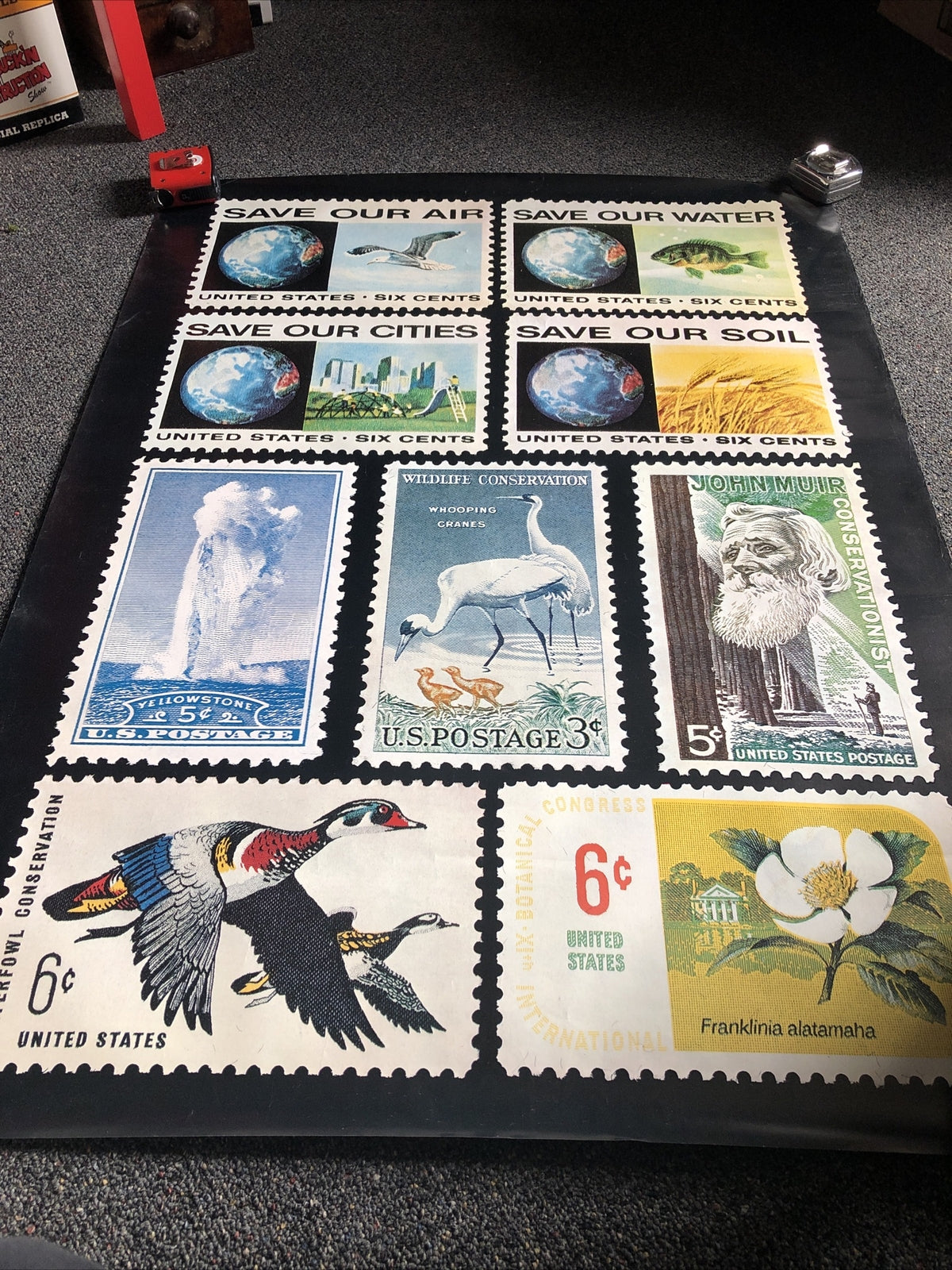 Rare Vintage Save Our Water Cities Soul John Muir US Postage Stamps Poster 40x301