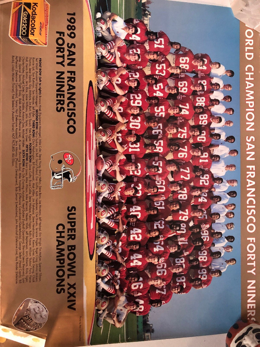 13 ea lot of1989 SF 49ers Super Bowl XXIV Champ Poster - Montana, Lott, Rice0