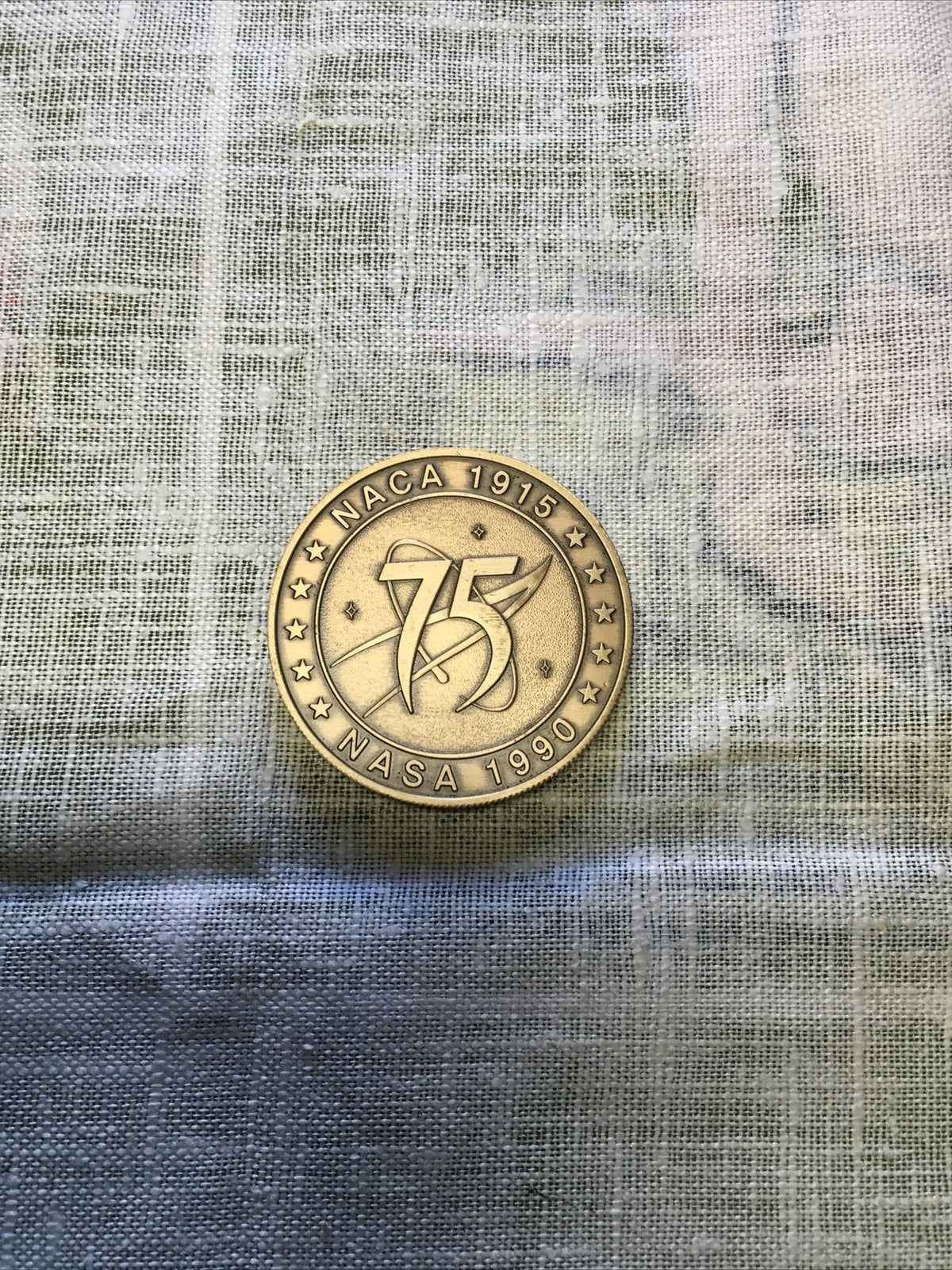 Vintage NASA 1970 BRONZE COIN 75 Years Of Excellence In Aeronautics & Space0
