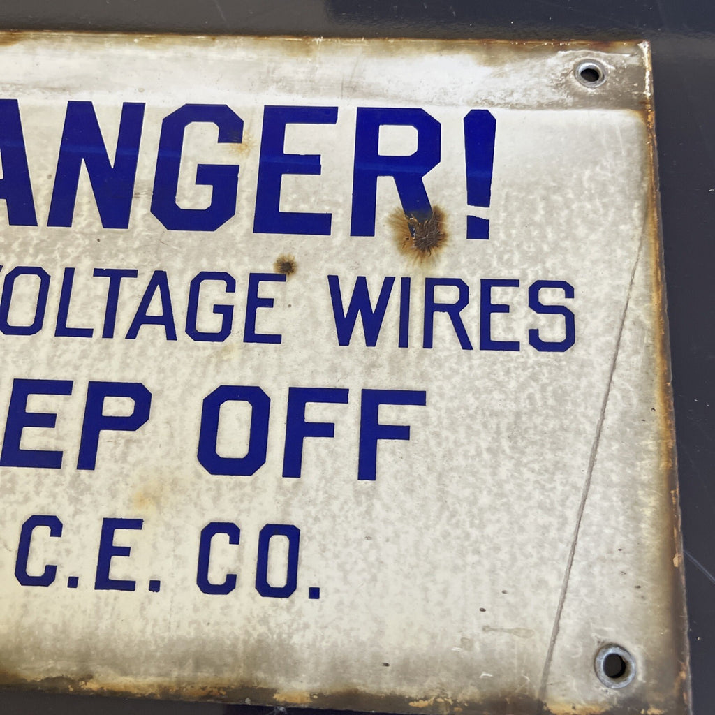 Early Porcelain Sign Danger High Voltage Keep Off Southern California Edison3