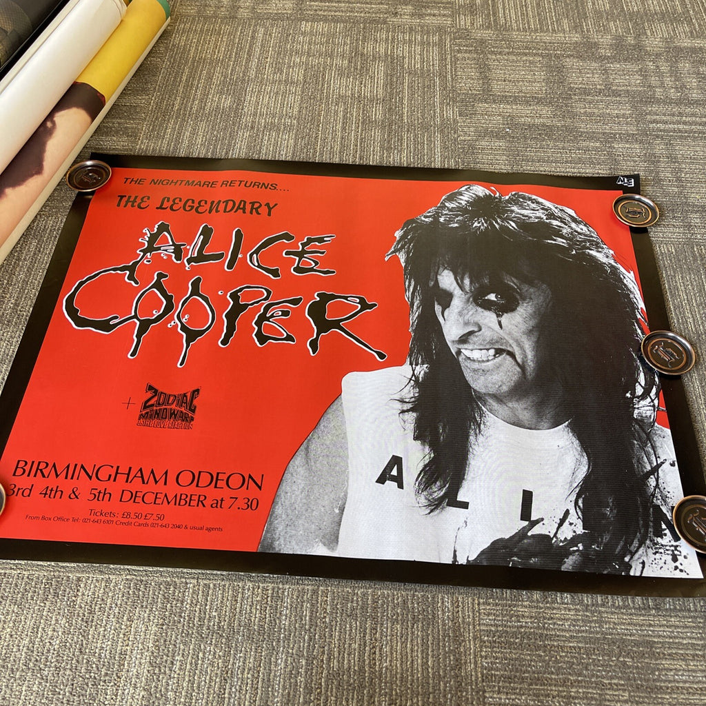 1986 ALICE COOPER  Birmingham Odeon CONCERT TOUR Promo POSTER Rare! #450