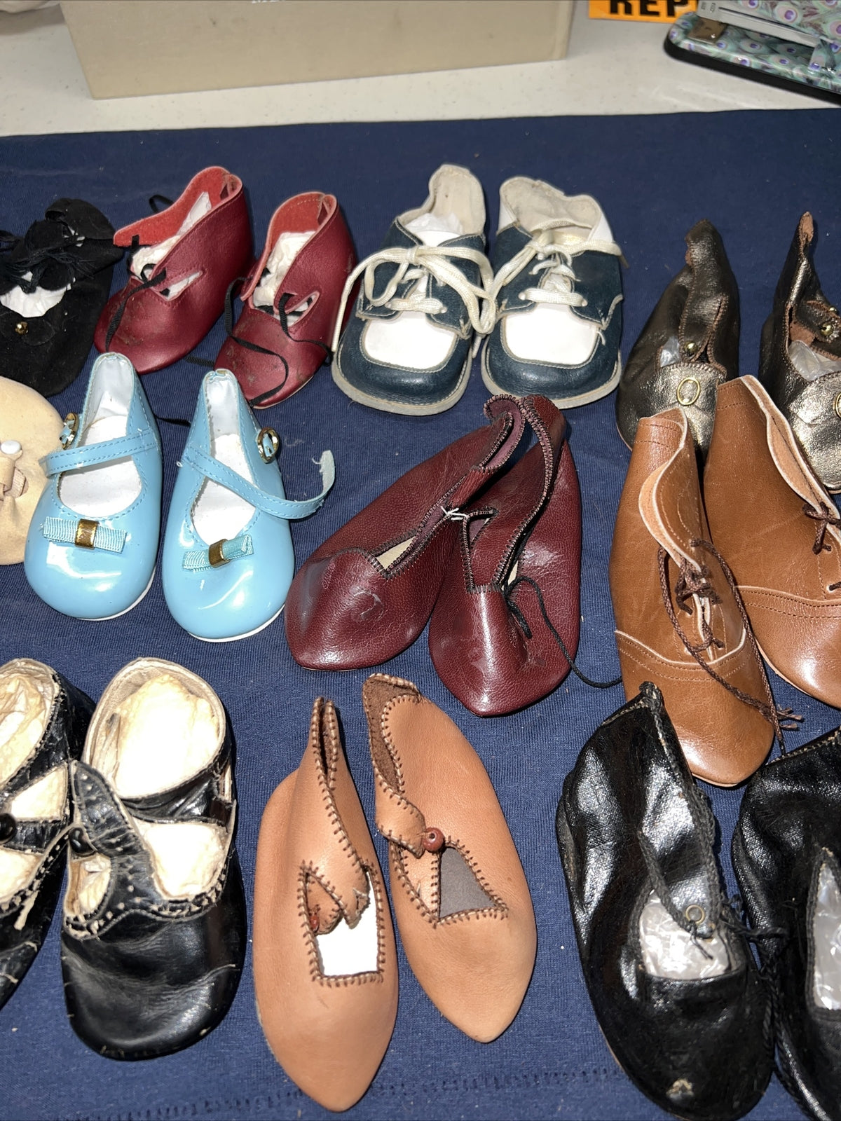 Lot of 16 Vintage Antique Doll Shoes and Shoe Accessories 3