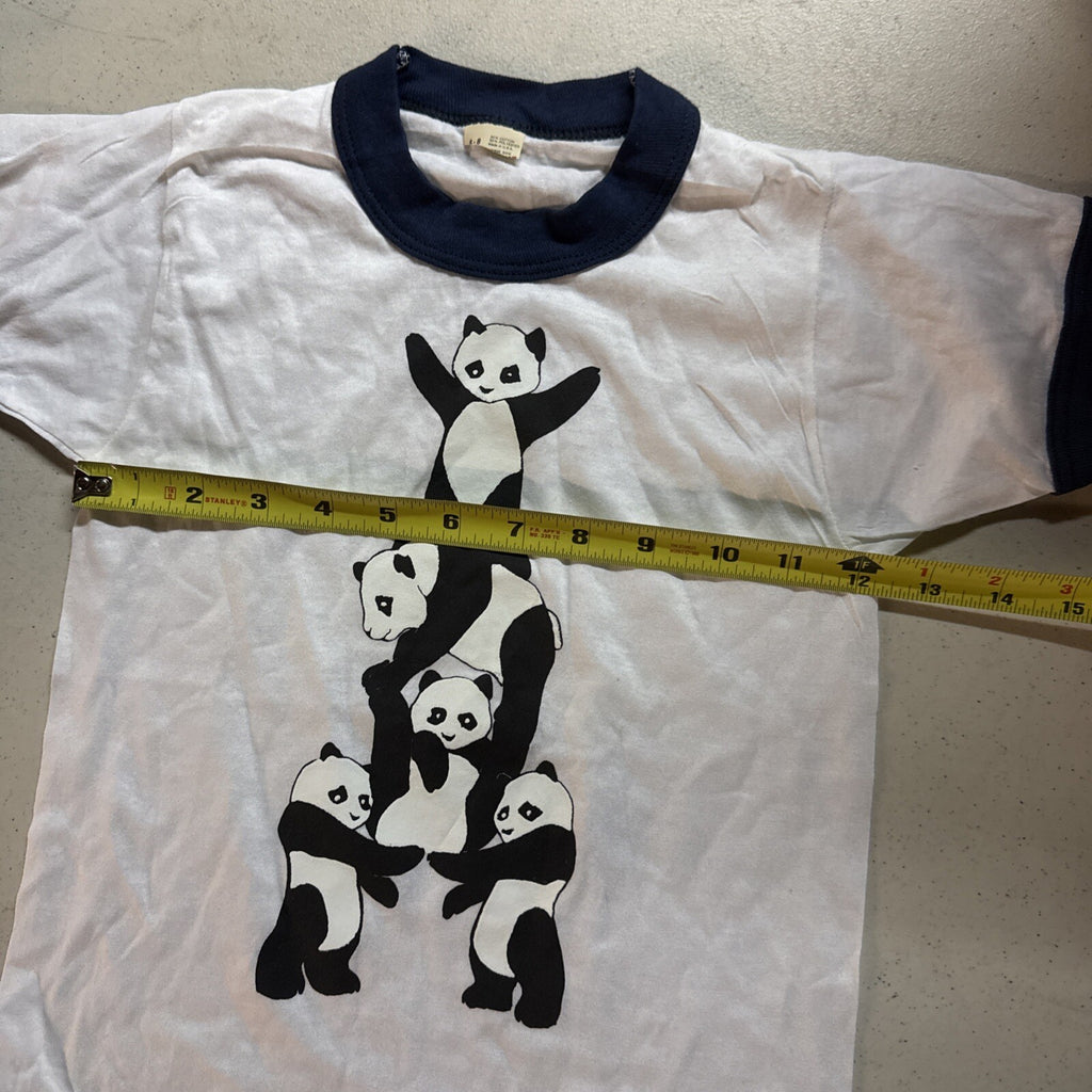Vintage Gymnastics Panda T Shirt kids 6-8 white  Tee 90s New Old Stock5