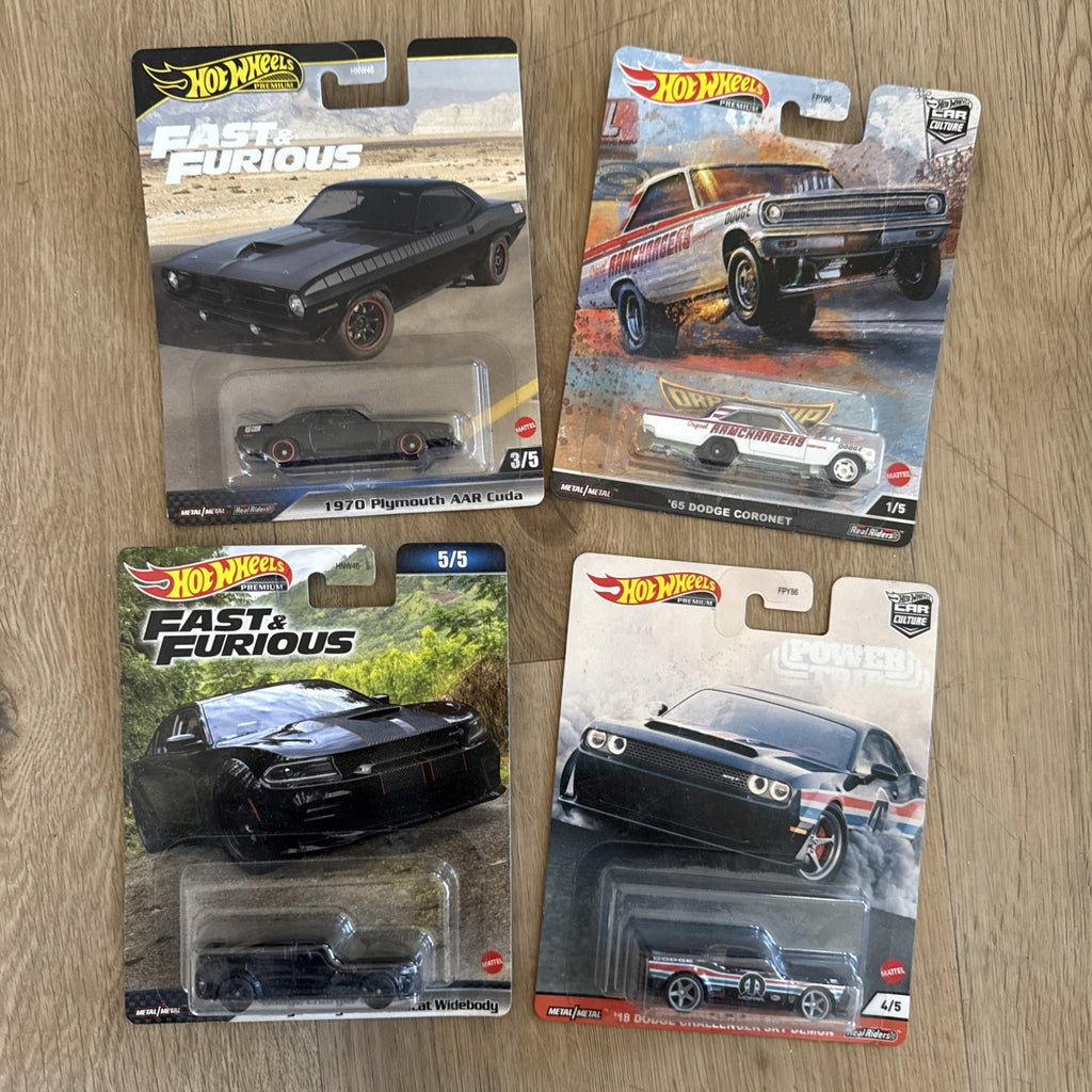 Hot Wheels Premium Lot: Fast & Furious & Car Culture Dodge Plymouth 4pc0
