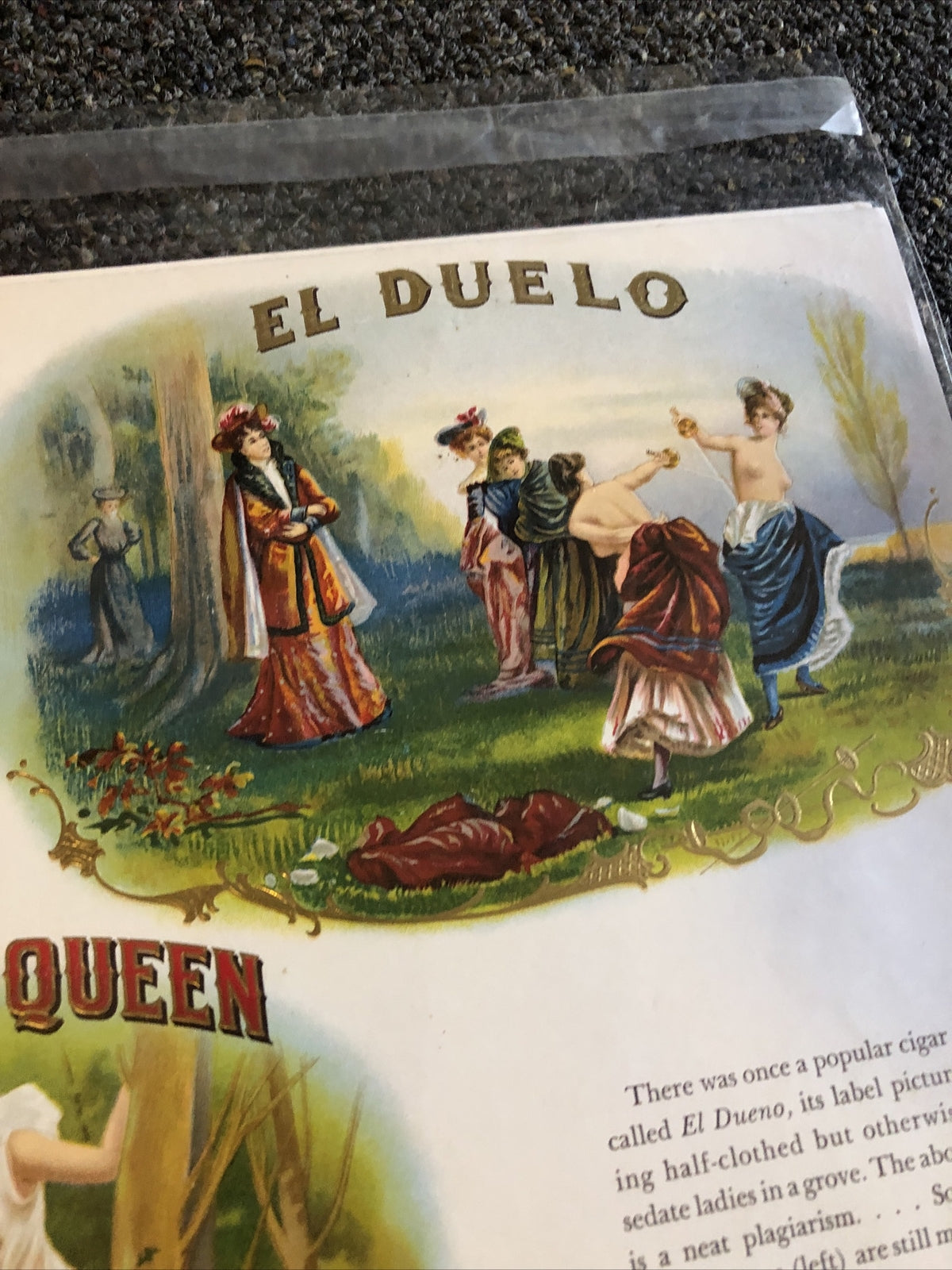 VINTAGE CIGAR BOX LABEL SAMPLE ART LONE QUEEN,EL DUELO,YALE HARVARD PRINCETON5