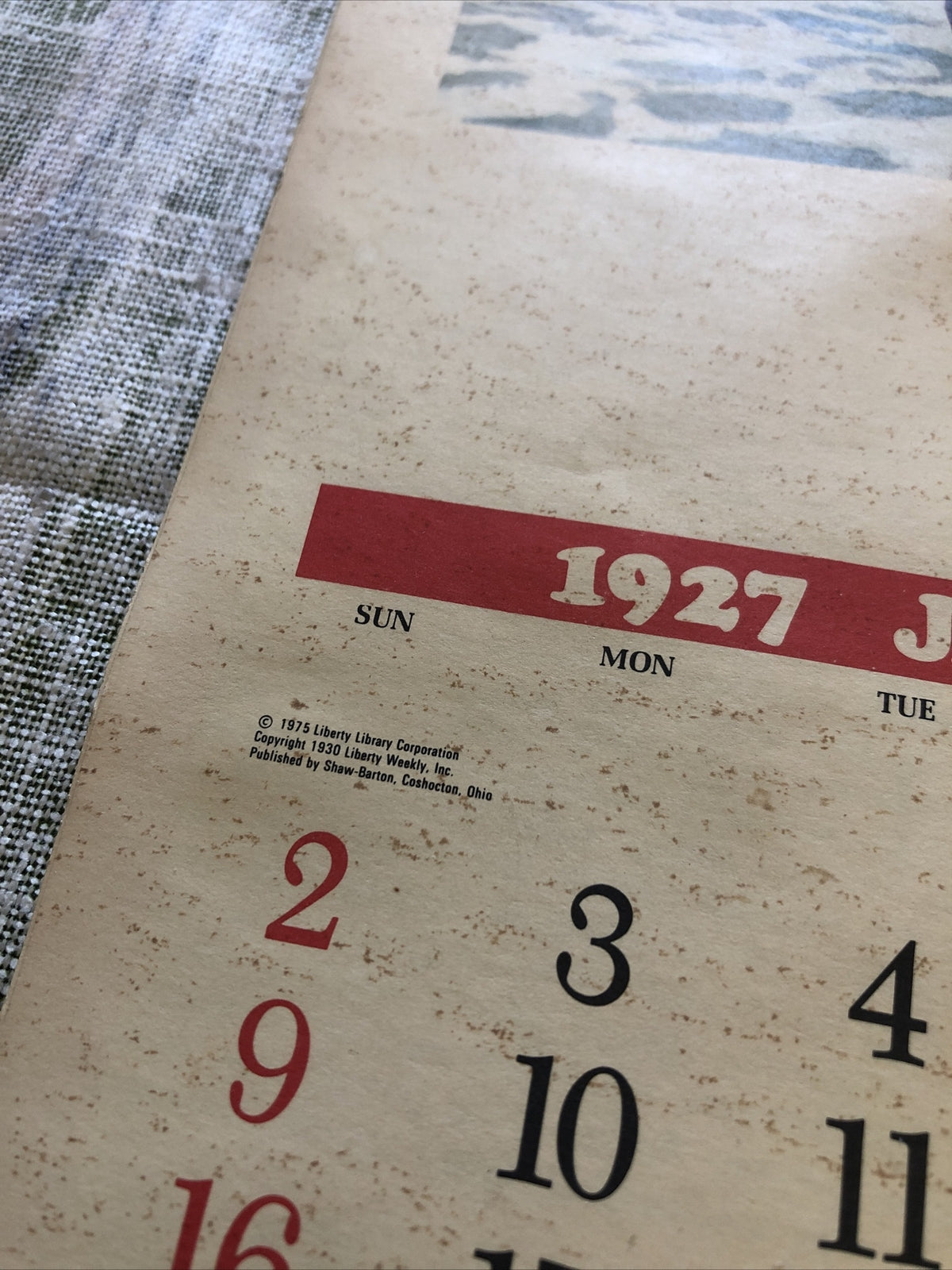 1927 / 1975 Liberty Calendar Reprint Jack Sperling Beauty Supply  Advertisements1