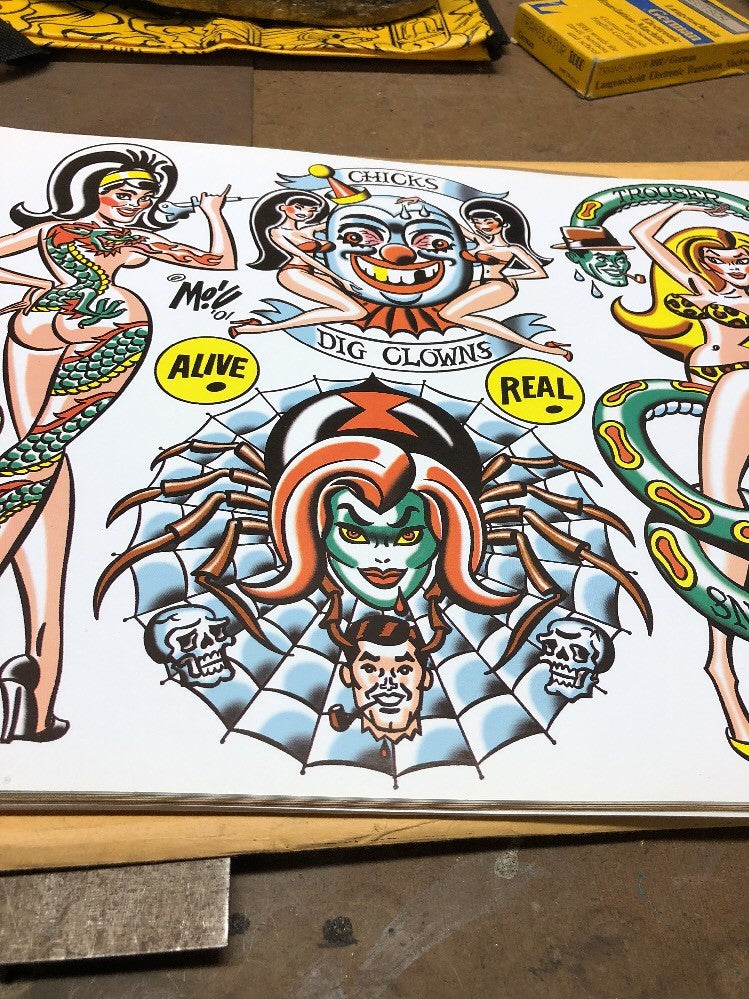 Mitch OConnell  CHICKS LOVE CLOWNS Flash Art Sheet No Sticker 2001 Rare!3