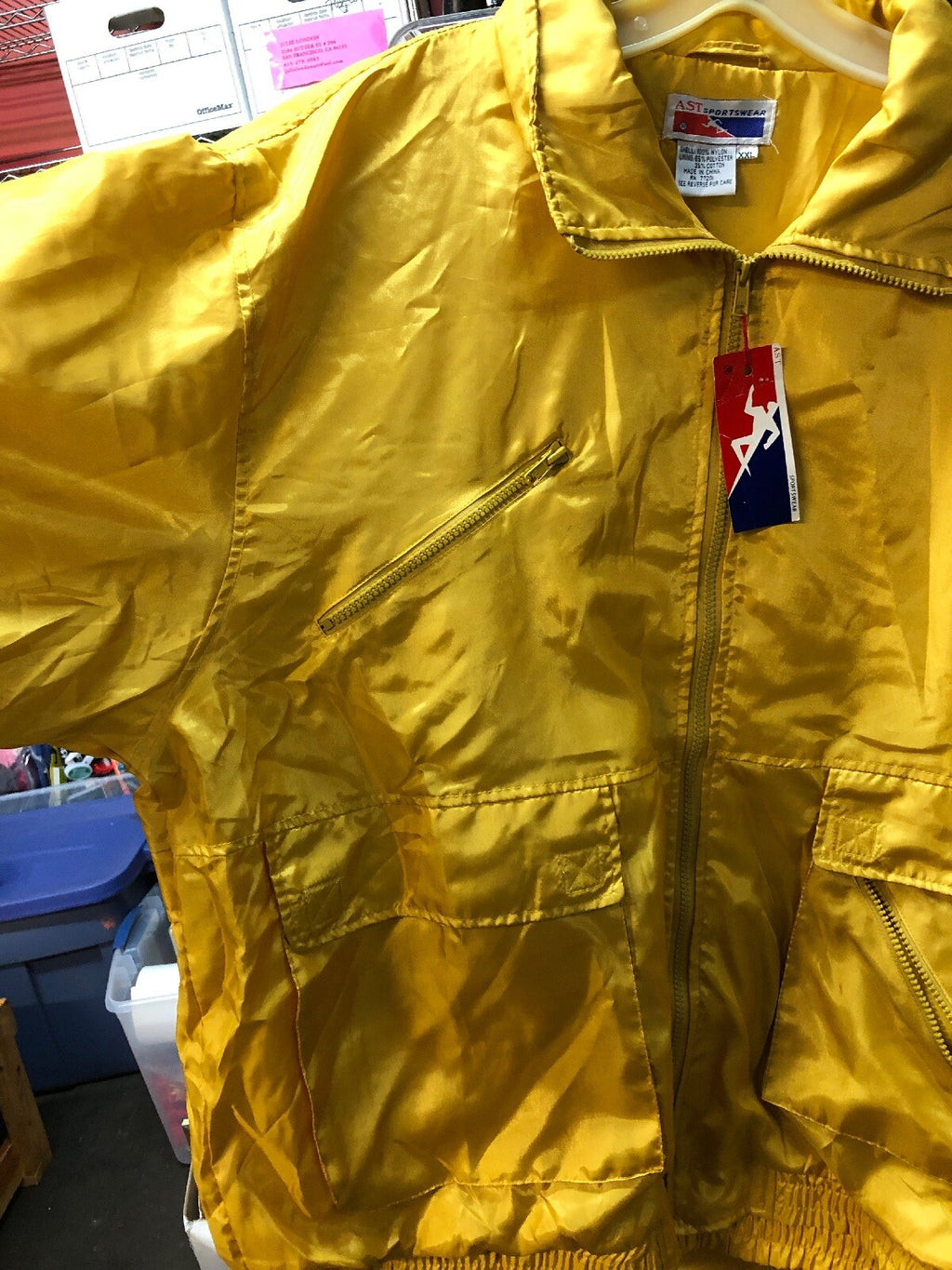 VTG 1990s NOS AST Sportswear 2 Piece Nylon Yellow Windbreaker Adjustable 2XL2