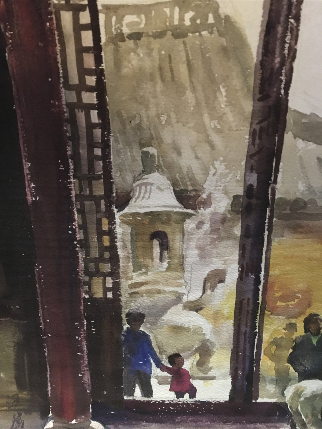 Antique Chinese Japanese Water Color Painting Signed Stamped And Dated 18933
