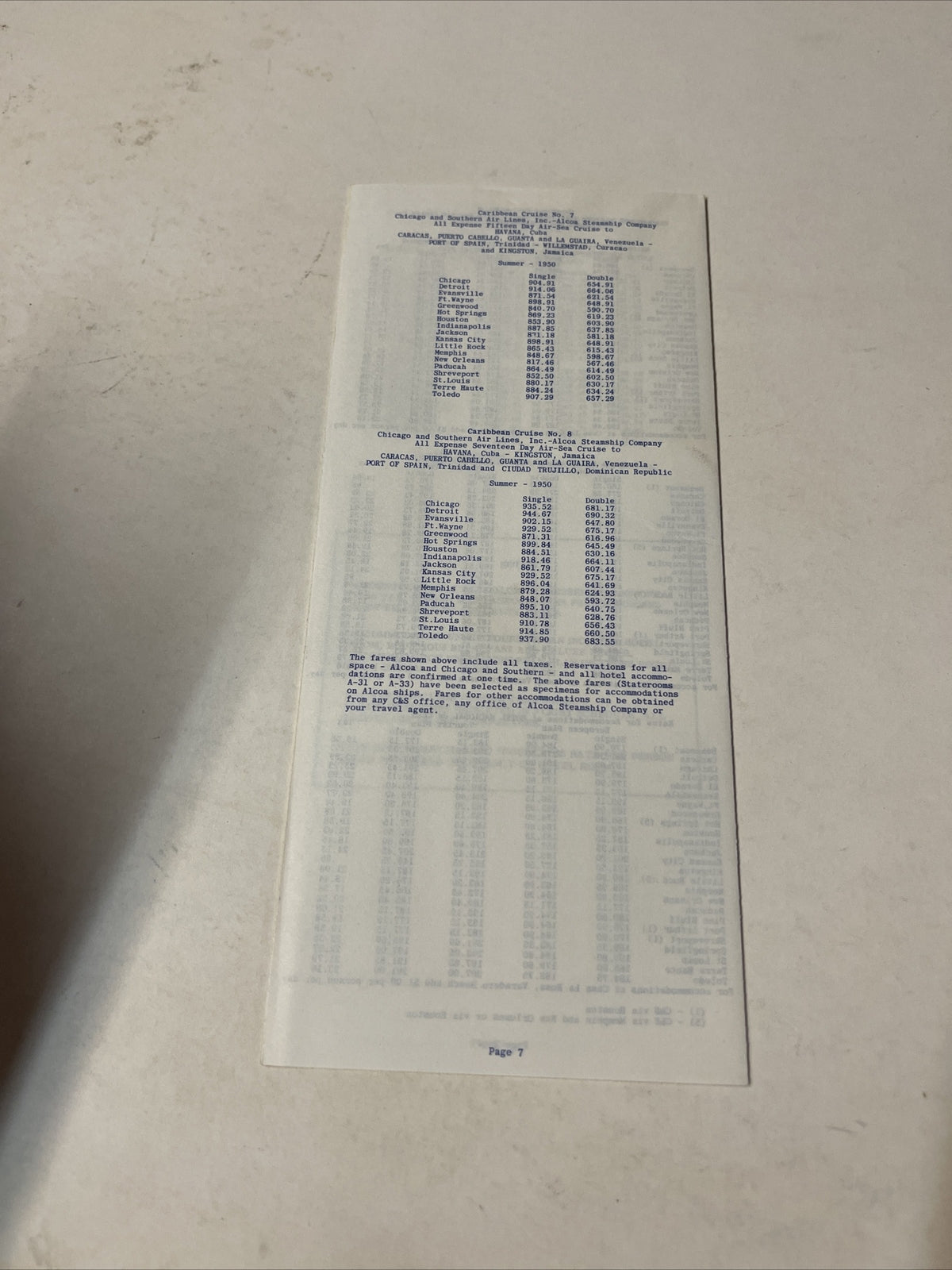C&S Caribbean April 1950 AIRLINE TIMETABLE SCHEDULE Brochure flight cover3