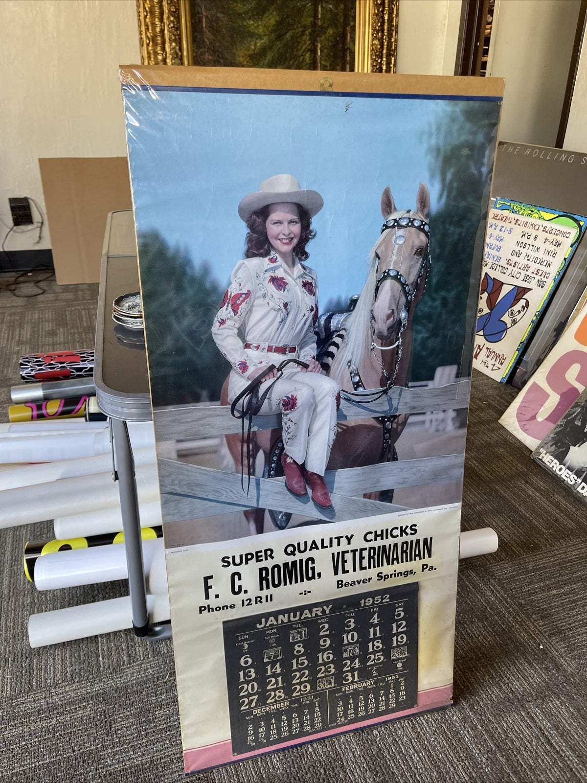 Rare VTG Beaver  Springs Pa Farm Chicks Palomino 1952 Calendar0