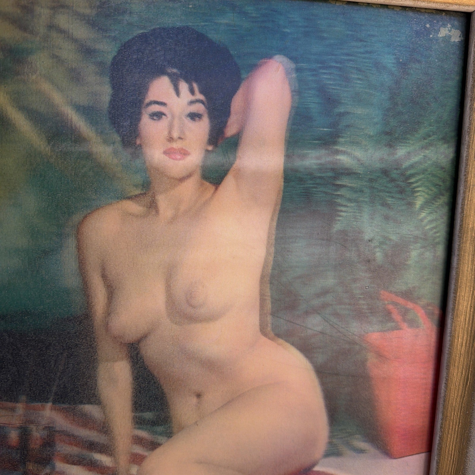 1960'S VARI-VUE Framed Nude Pin Up Girl 13 X 16 INCH LENTICULAR 3-D PICTURE5