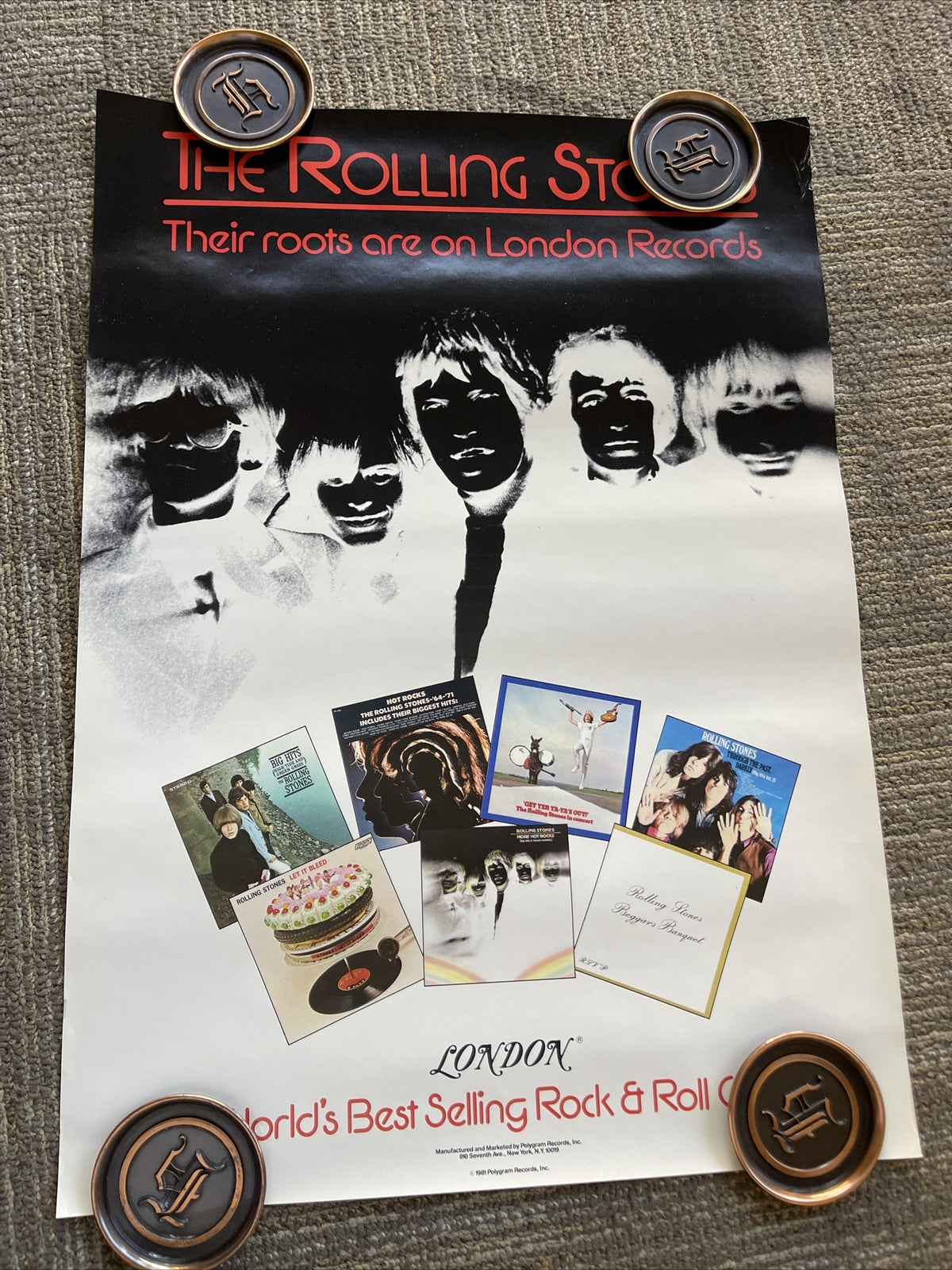 #188 1981 Rolling Stones Record Promo Poster 16.5” X 23” London Records0