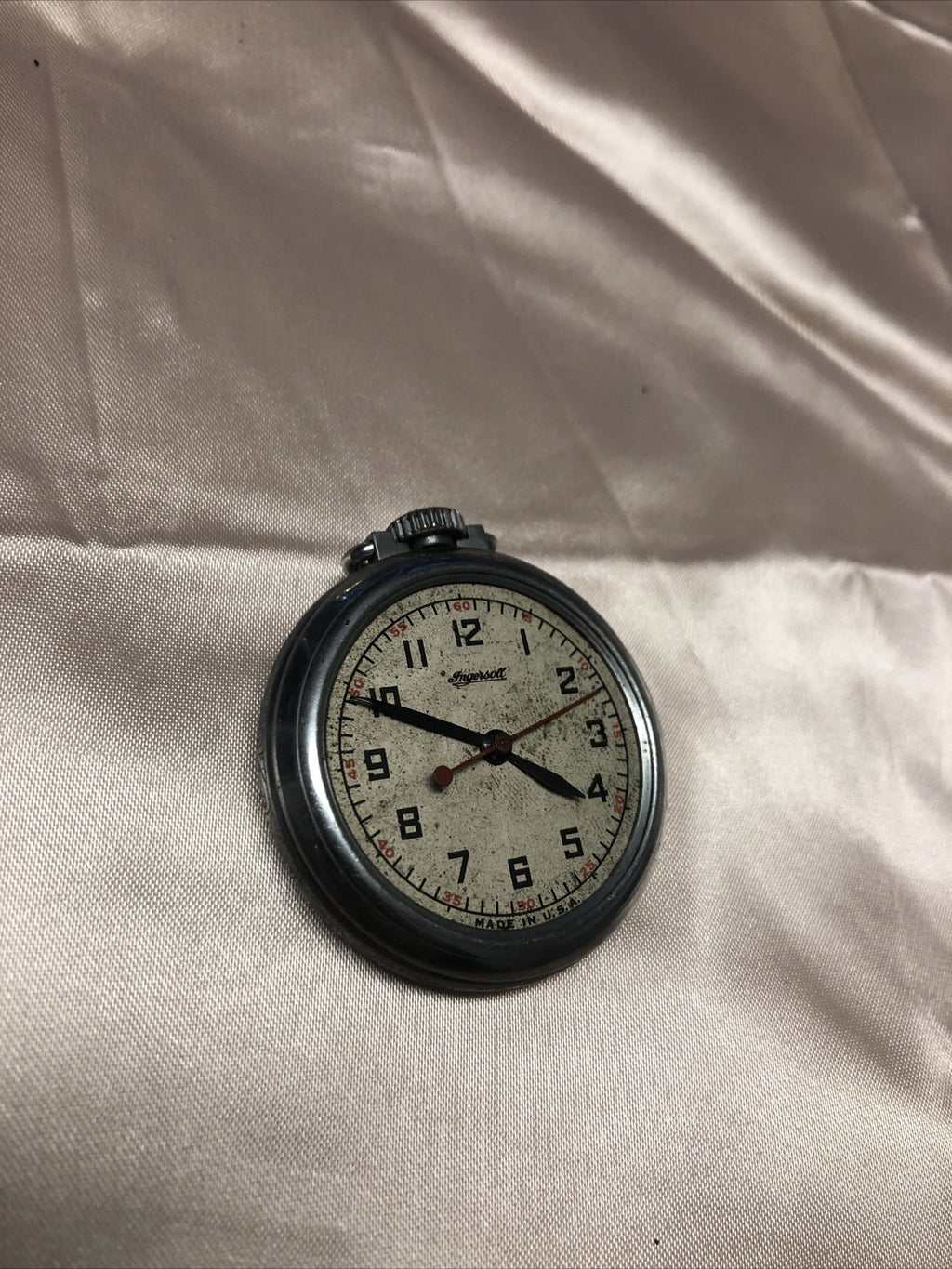 Antique Ingersoll Pocket Watch For Parts Or Repair Missing Front Cover1