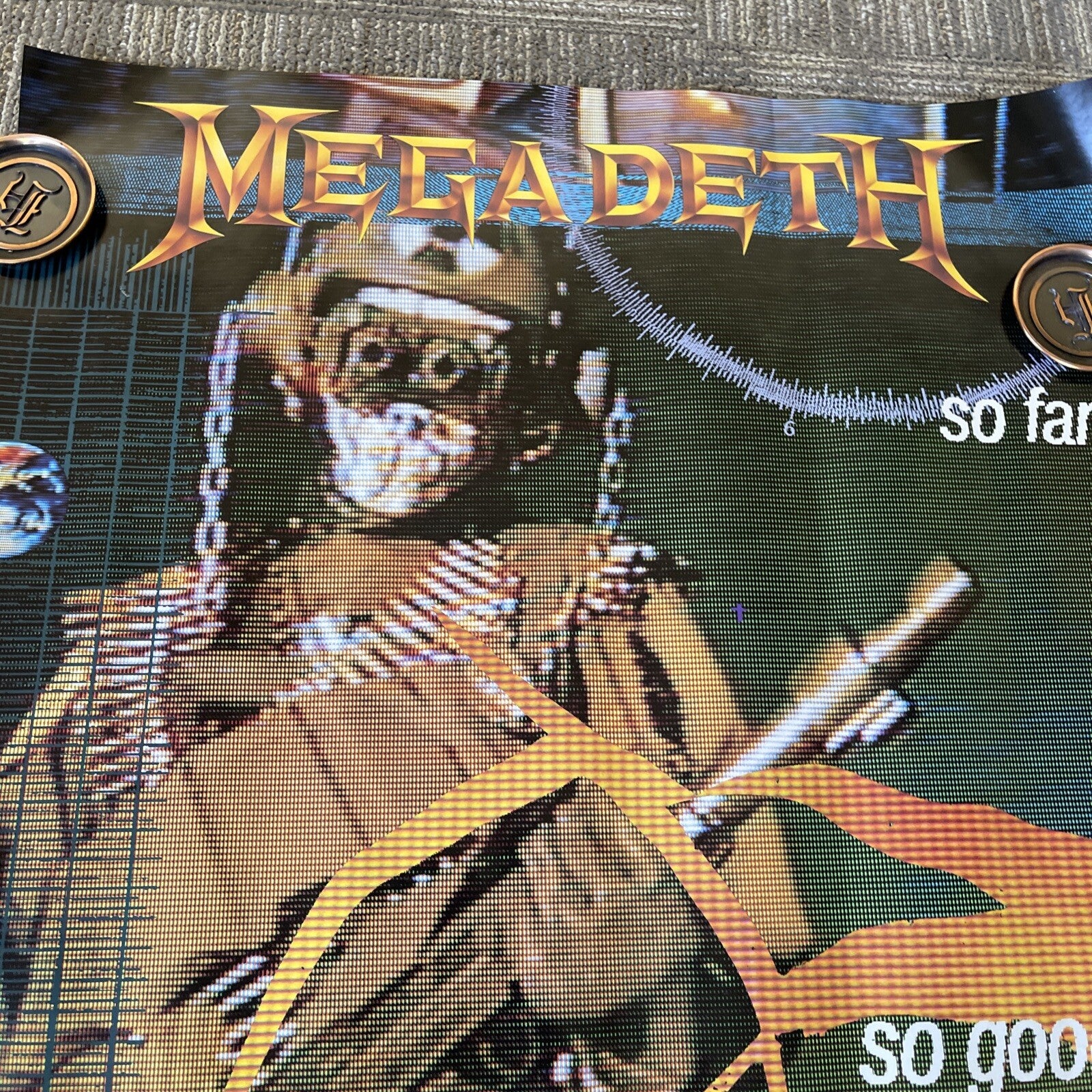 #70 Original 1987 MEGADETH Record Store Promo Poster So Far So Good So What1