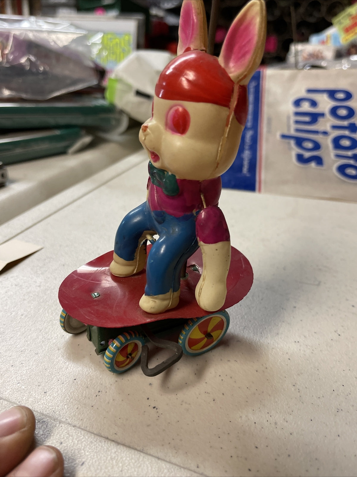 Vintage Tin Toy Lot Of 4  1960s Kanto Litho Wind Up  Rabbit Santa6