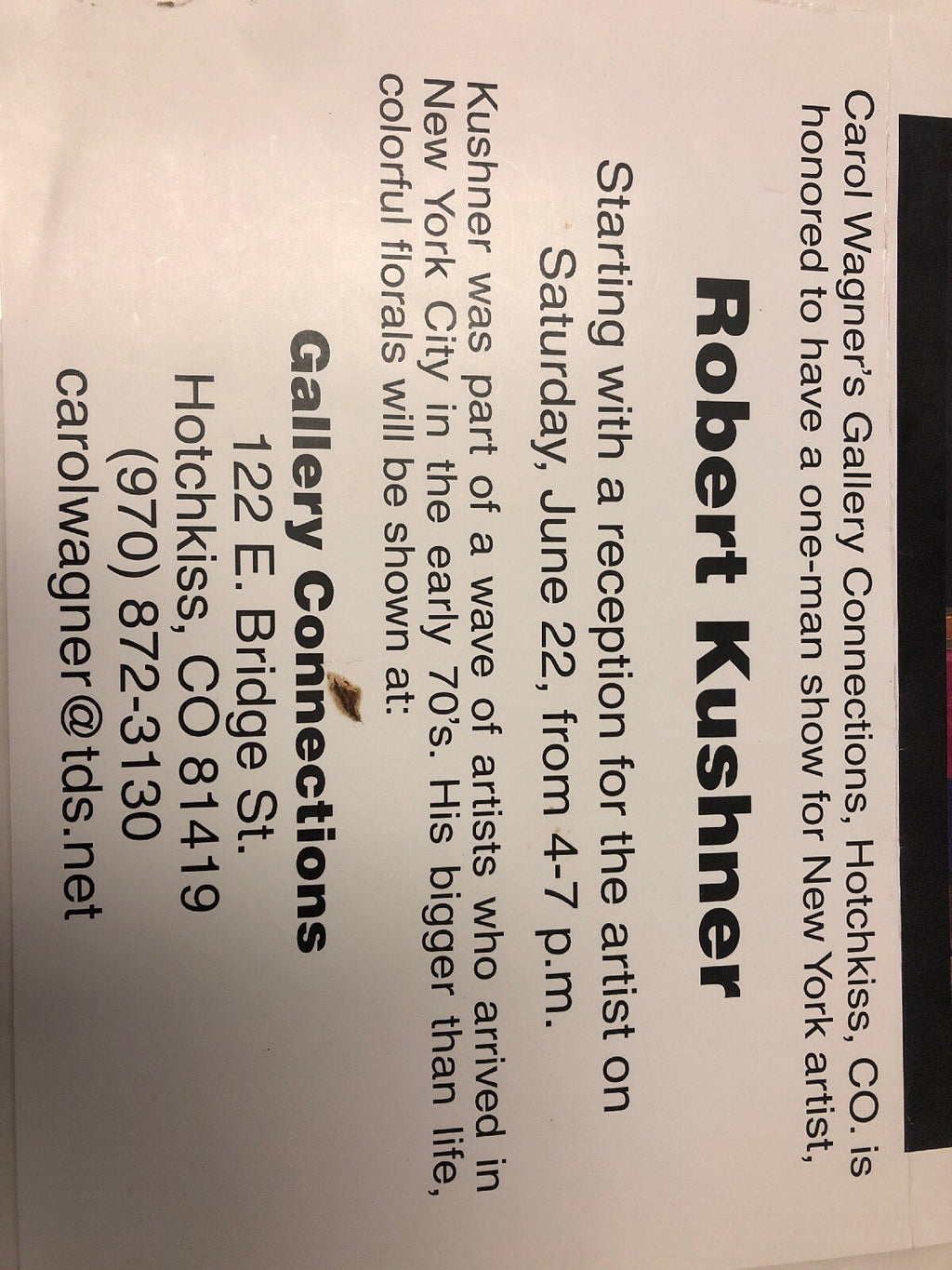 ROBERT KUSHNER / PAPER AND CLOTH - Carol Wagner’s Gallery INVITATION & PRINT1