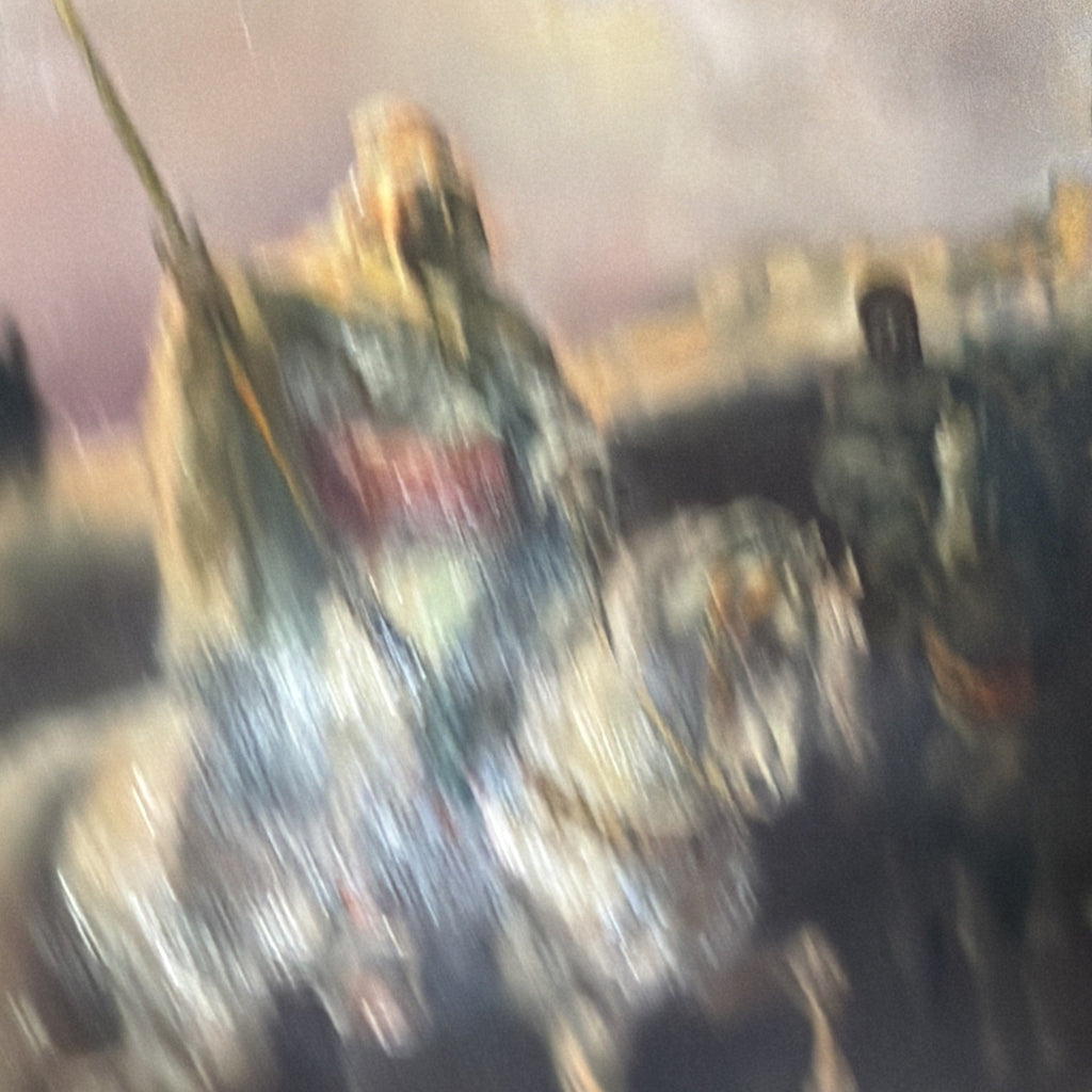 OLD ANTIQUE Ottoman ARAB LANDSCAPE OIL PAINTING Horse MAN MUSLIM Warrior Caravan2