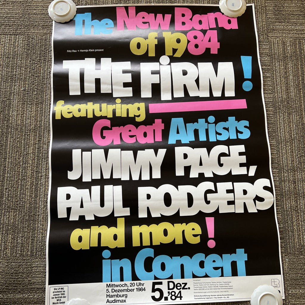 Vintage “The New Band of 1984 The Firm!” Ft Great Artists Promo Poster Germany231